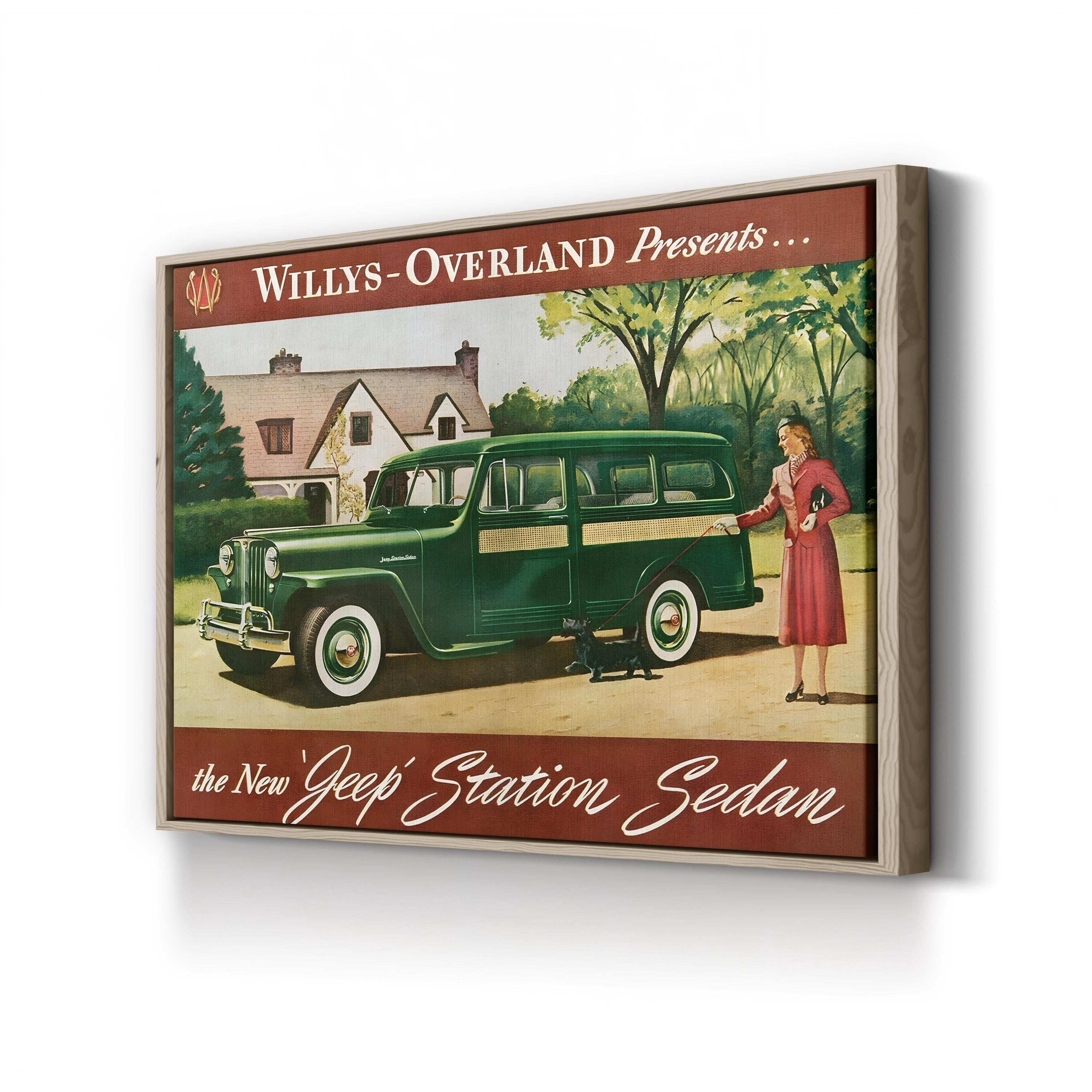 Willys Magazine Advert Detail, 1940s – Period Advertisement Wall Art | American Automotive Canvas Print