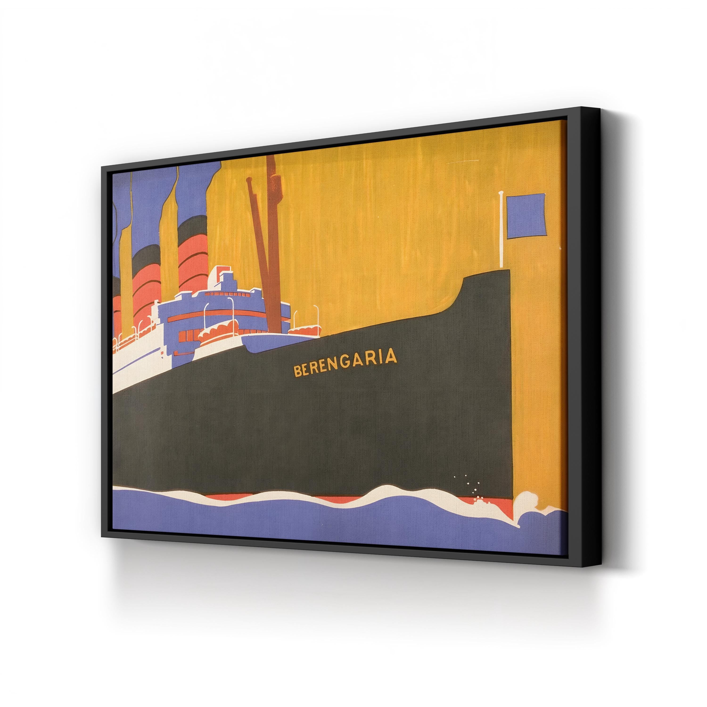 Cunard Line Promotional Brochure for Berengaria, by Louis Fancher canvas print in Black frame