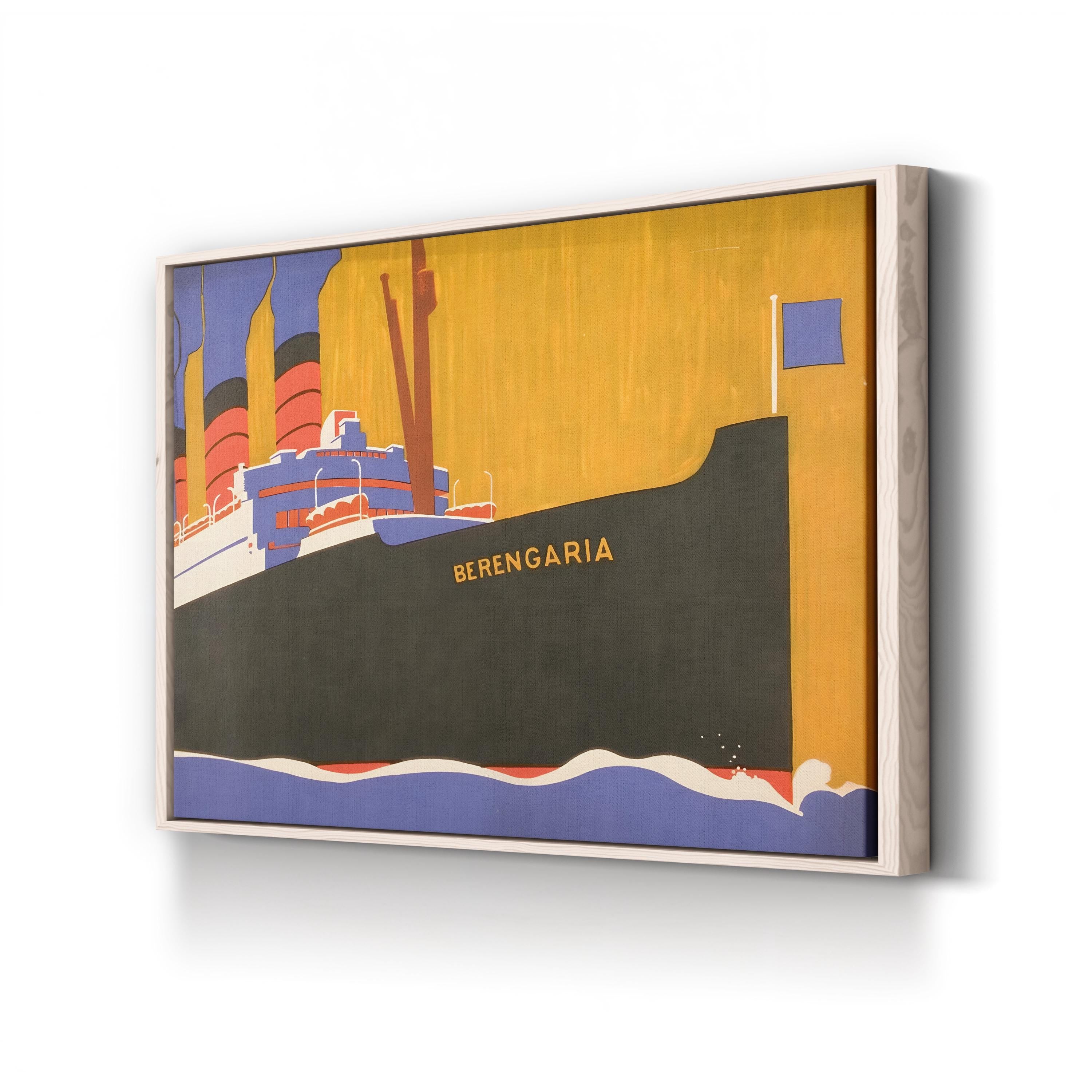 Cunard Line Promotional Brochure for Berengaria, by Louis Fancher canvas print in Natural frame