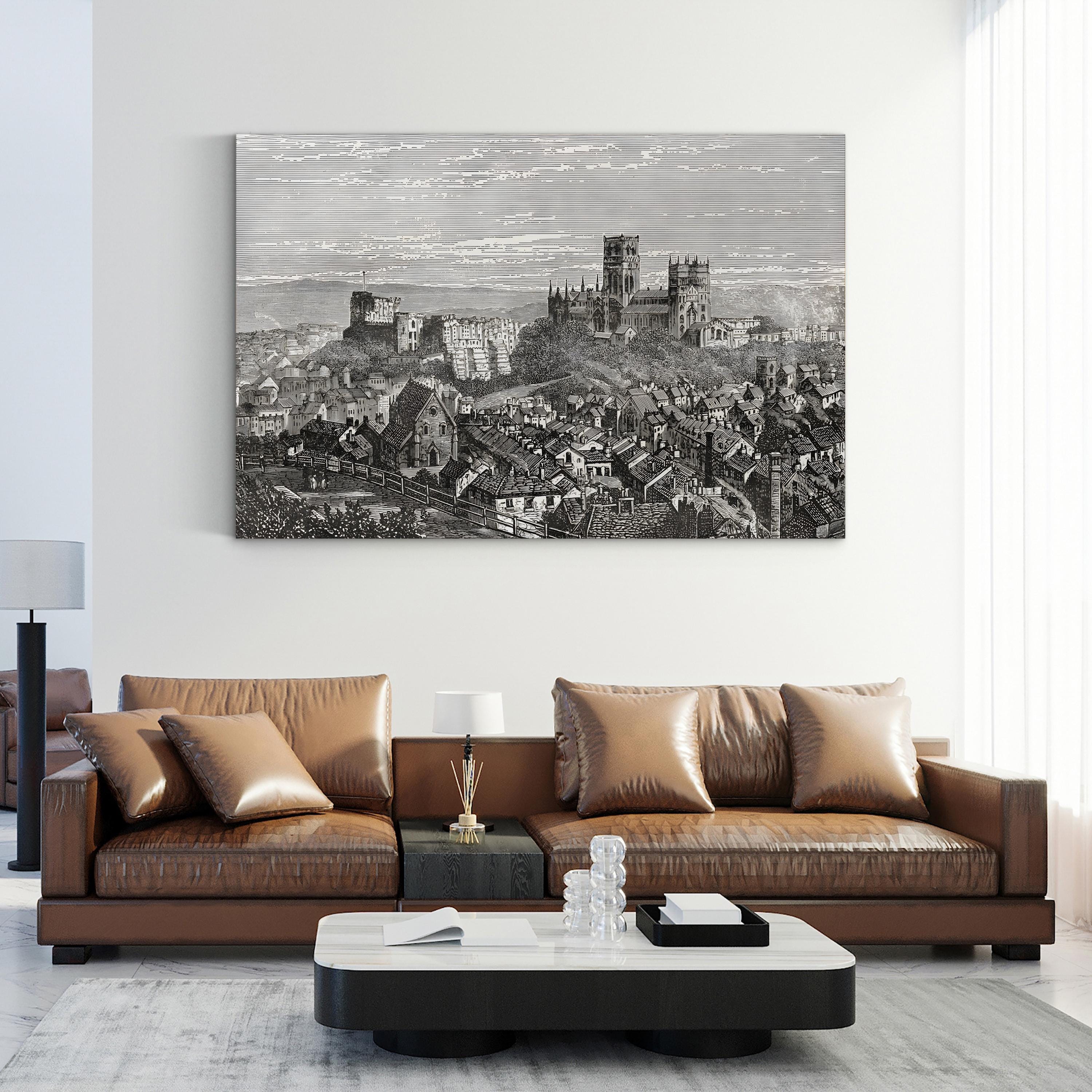 Durham Cathedral and Castle, Durham, England Wall Art — Late 19th Century English Architectural Illustration