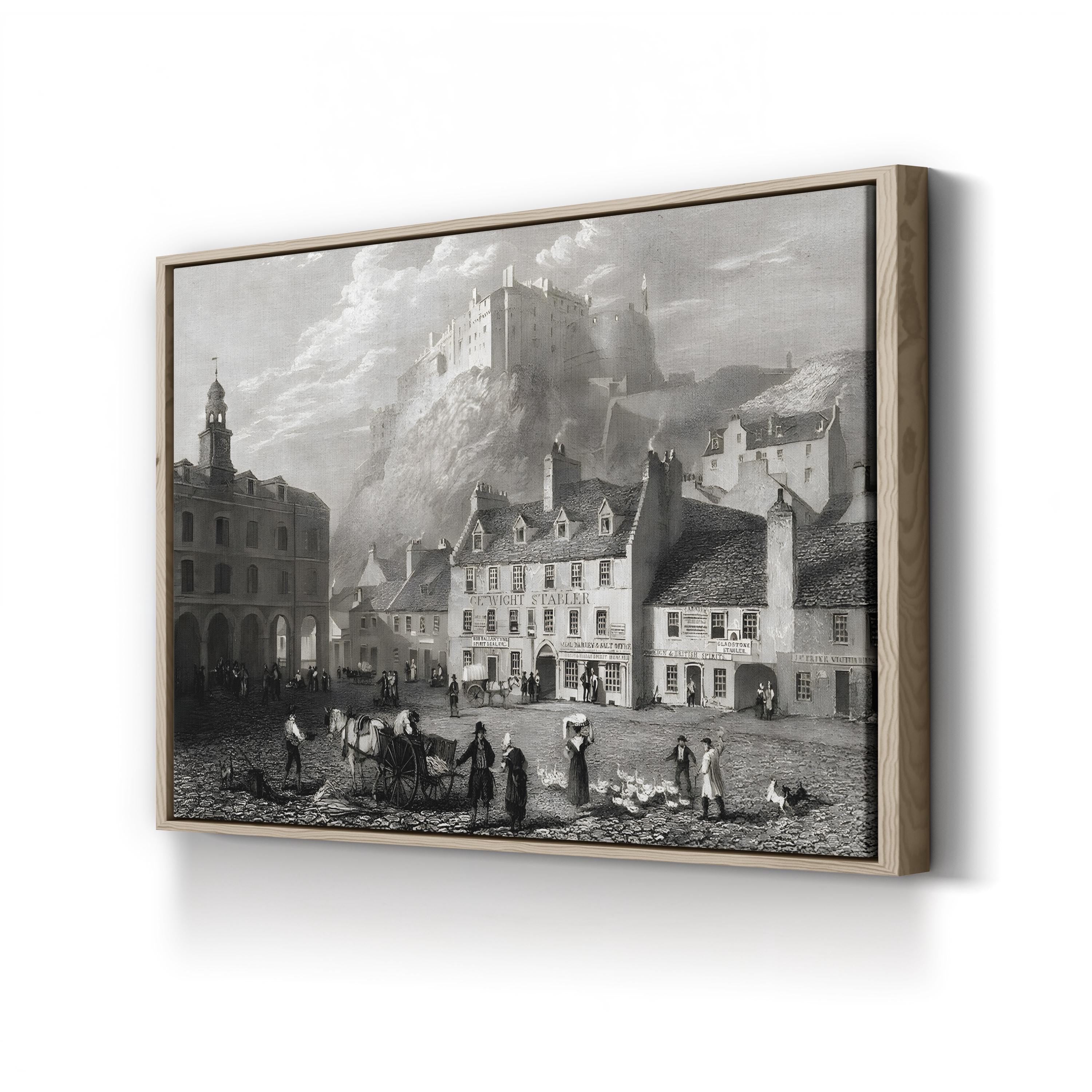 Edinburgh Castle from the Grassmarket, Edinburgh, Scotland Wall Art — 1832 Robert Batty Topographical Engraving