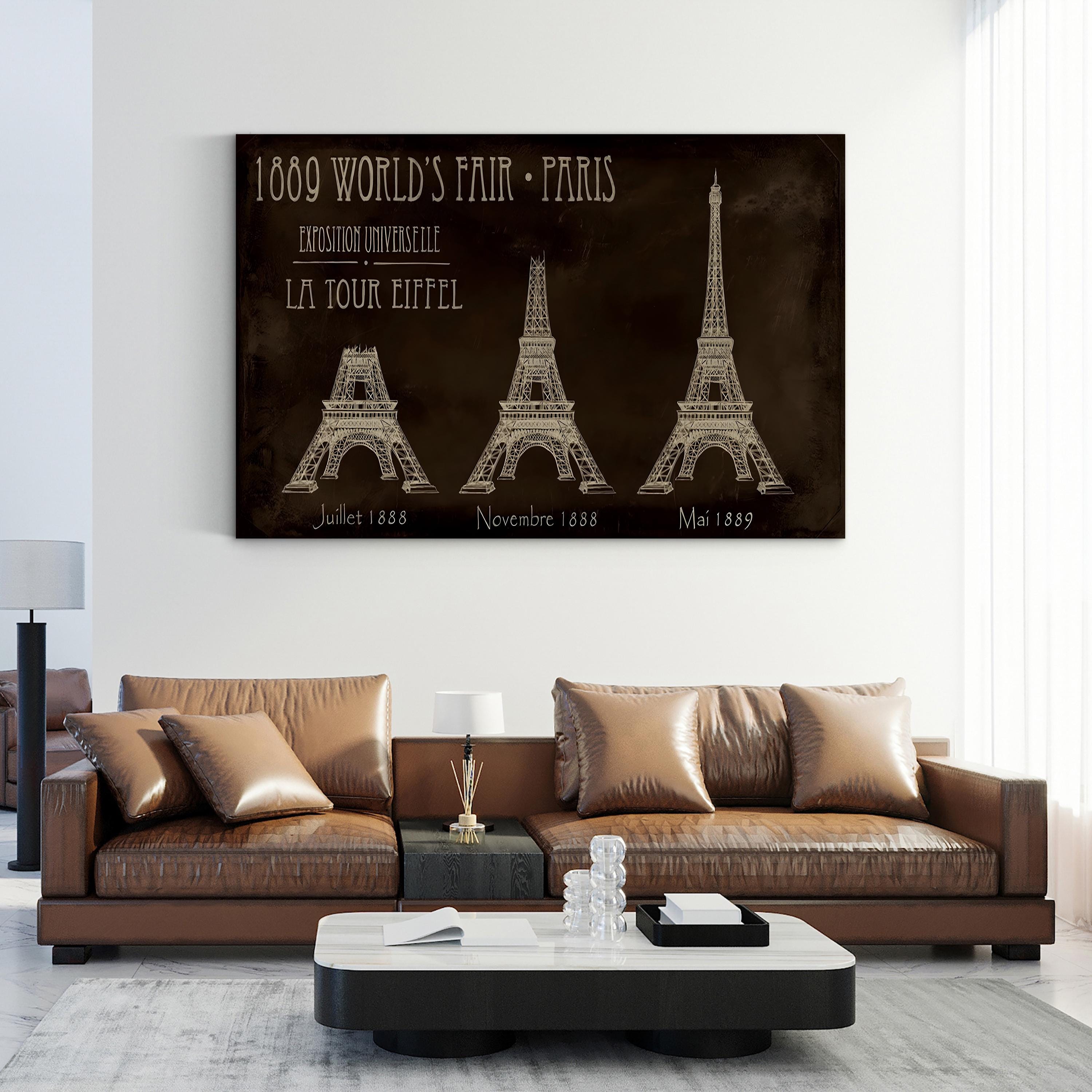 Eiffel Tower Construction Poster, Exposition Universelle, Paris, France 1889 Wall Art — Architectural Evolution Illustration