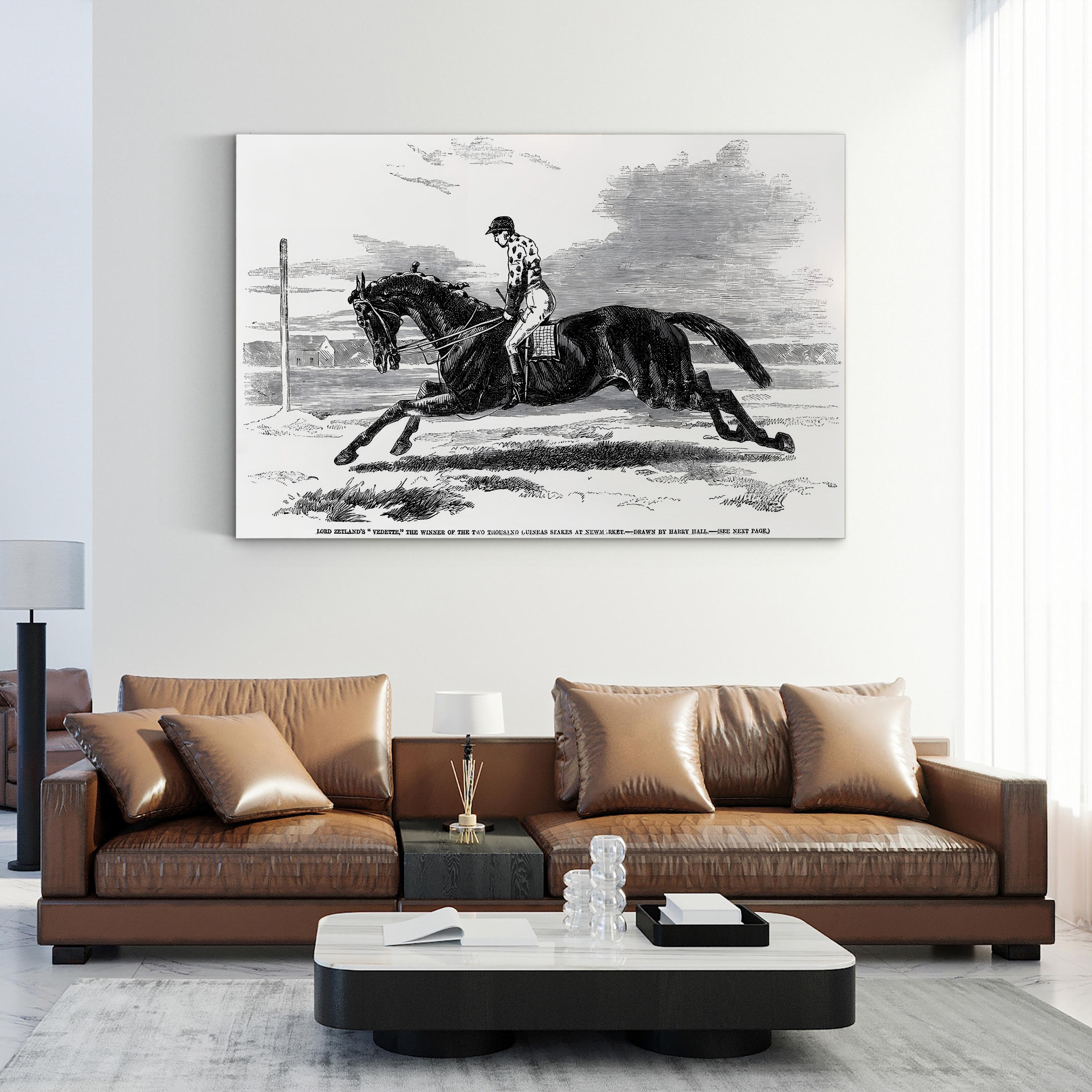 Race Horse, 1857 Wall Art — Lord Zetland’s Vedette Horse Racing Engraving