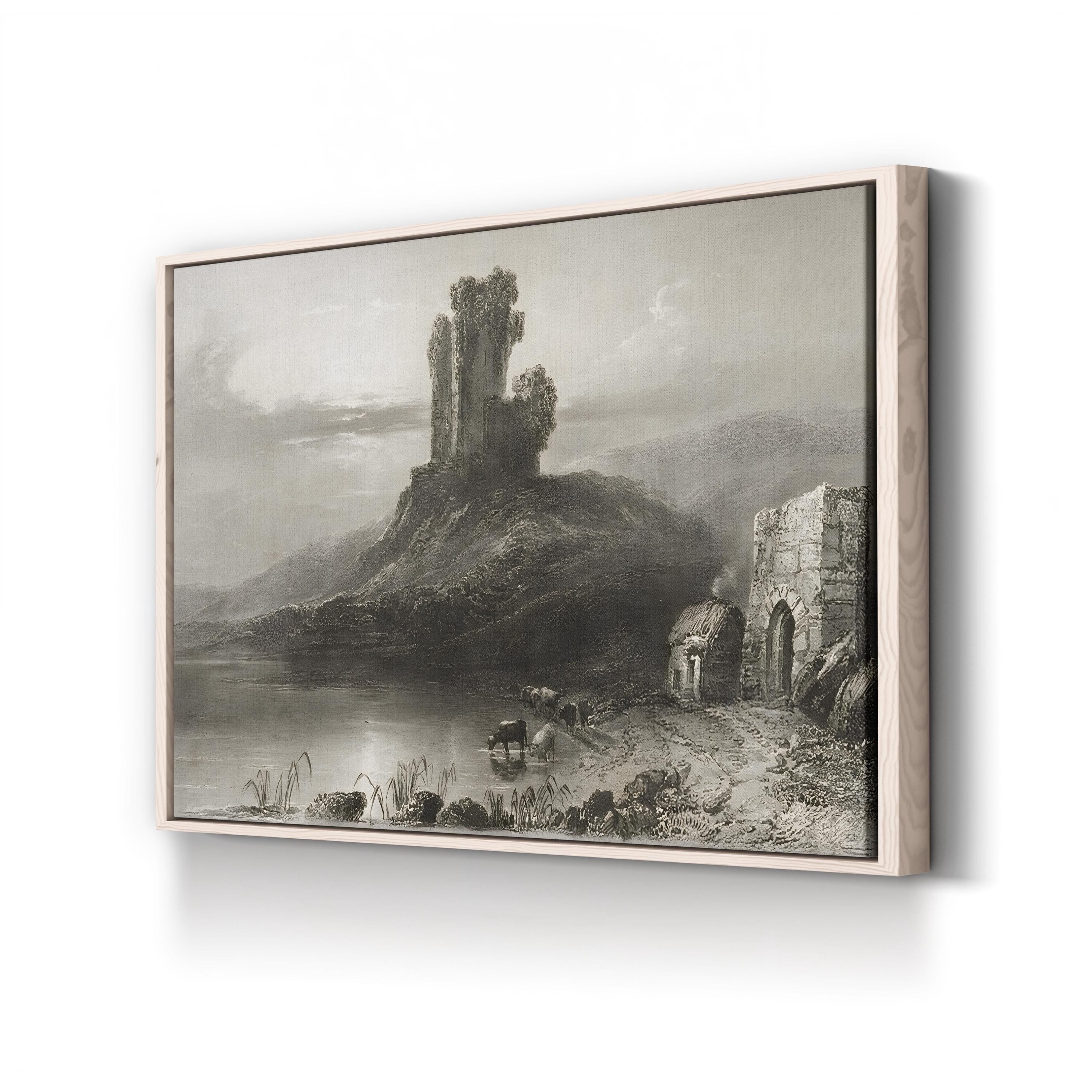 Kilcolman Castle Ruins, County Cork Ireland Wall Art — Vintage Irish Landscape Canvas Print