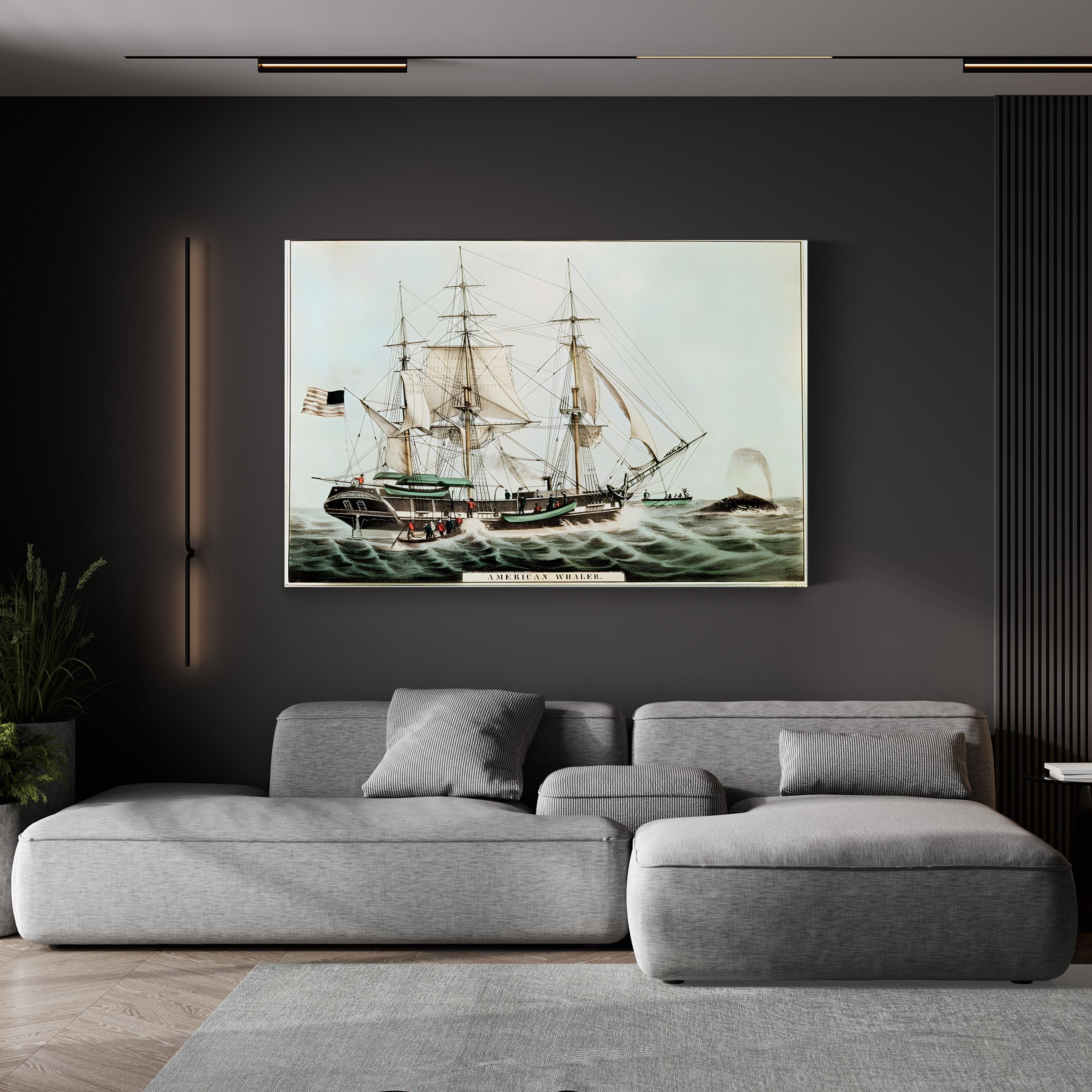 American Whaler by Nathaniel Currier canvas print in Gallery Canvas 1.50" frame