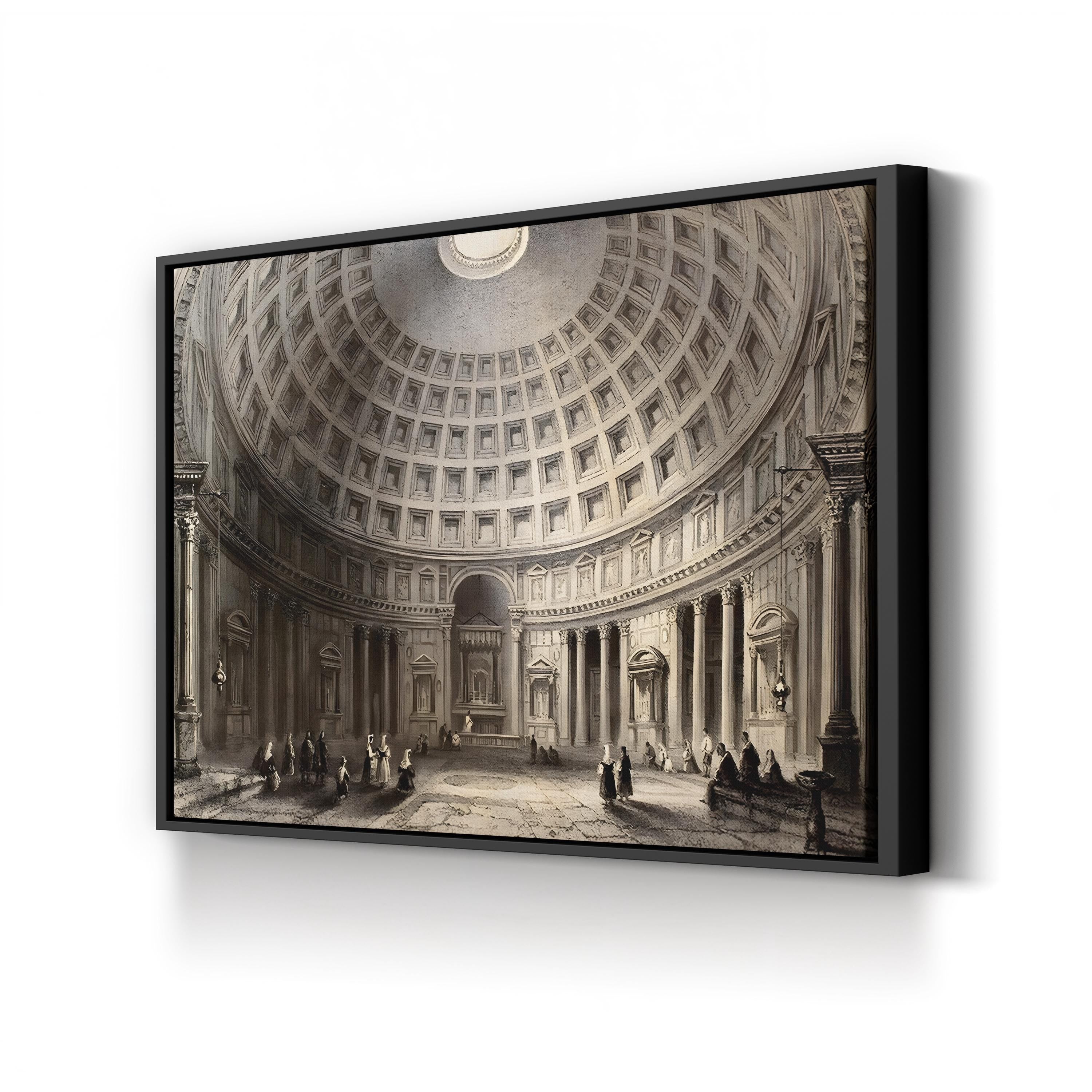 Pantheon Rome Print | Pantheon Interior, Rome, Italy Antique Architectural Illustration on Canvas
