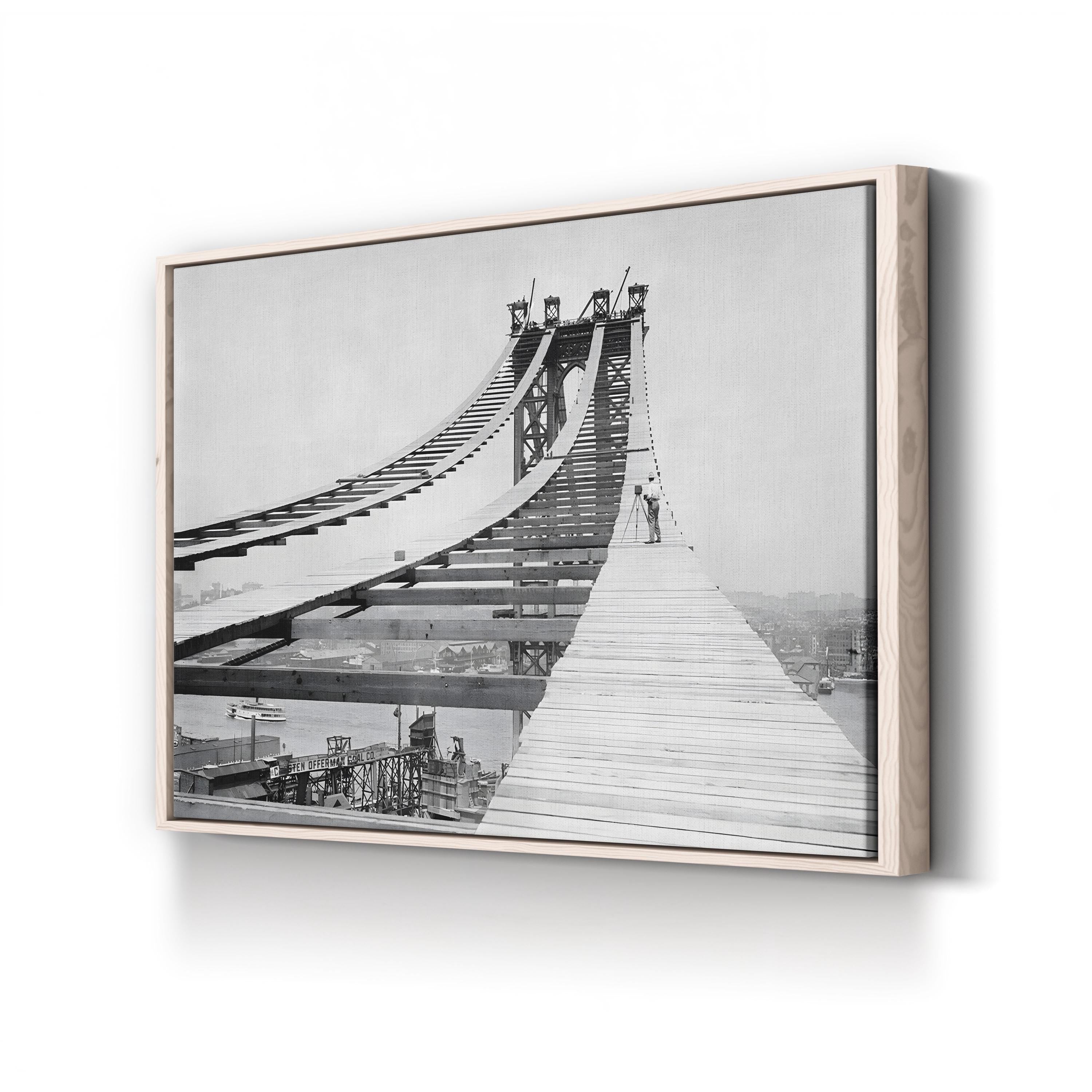 A Photographer on the Temporary Foot Path Atop the Manhattan Bridge, 1908 Wall Art