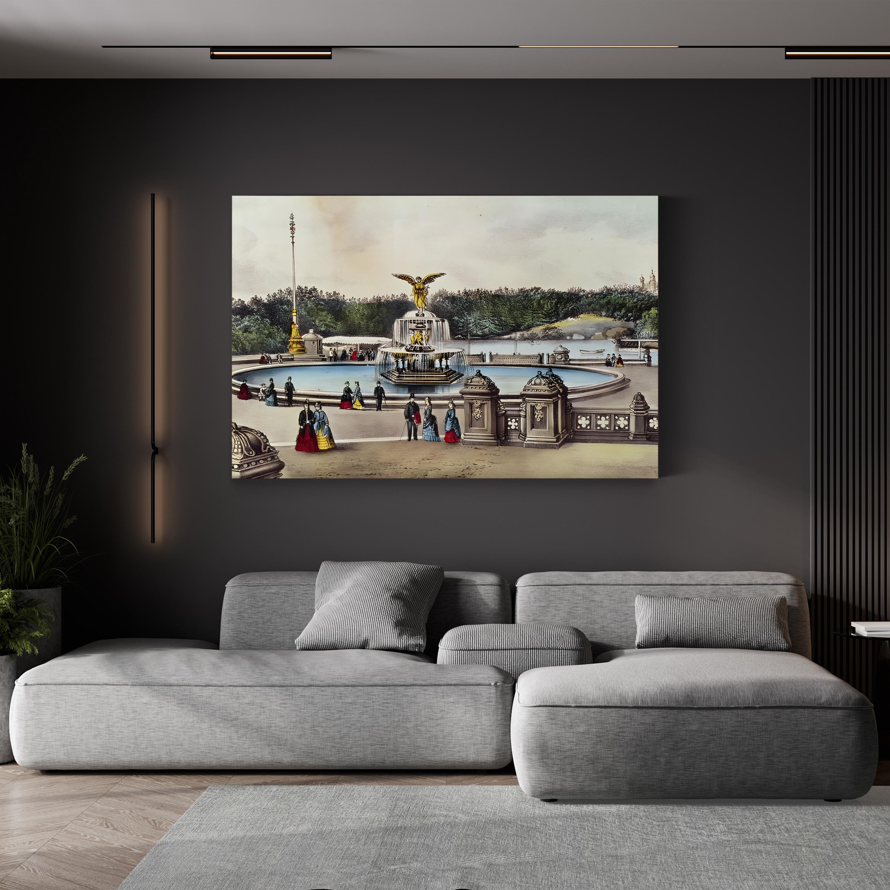 Bethesda Fountain, Central Park, New York Wall Art by the American School Print