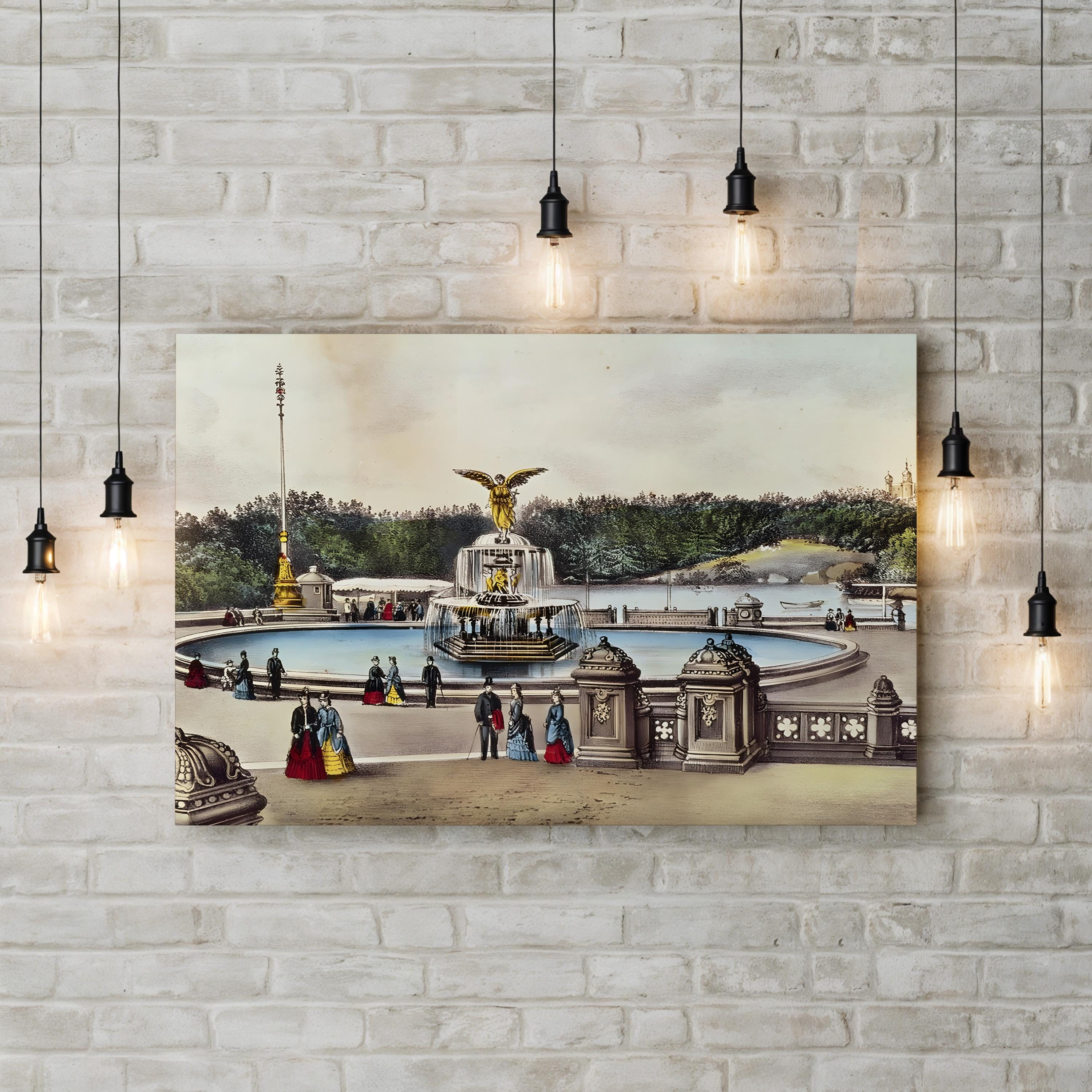 Bethesda Fountain, Central Park, New York Wall Art by the American School Print