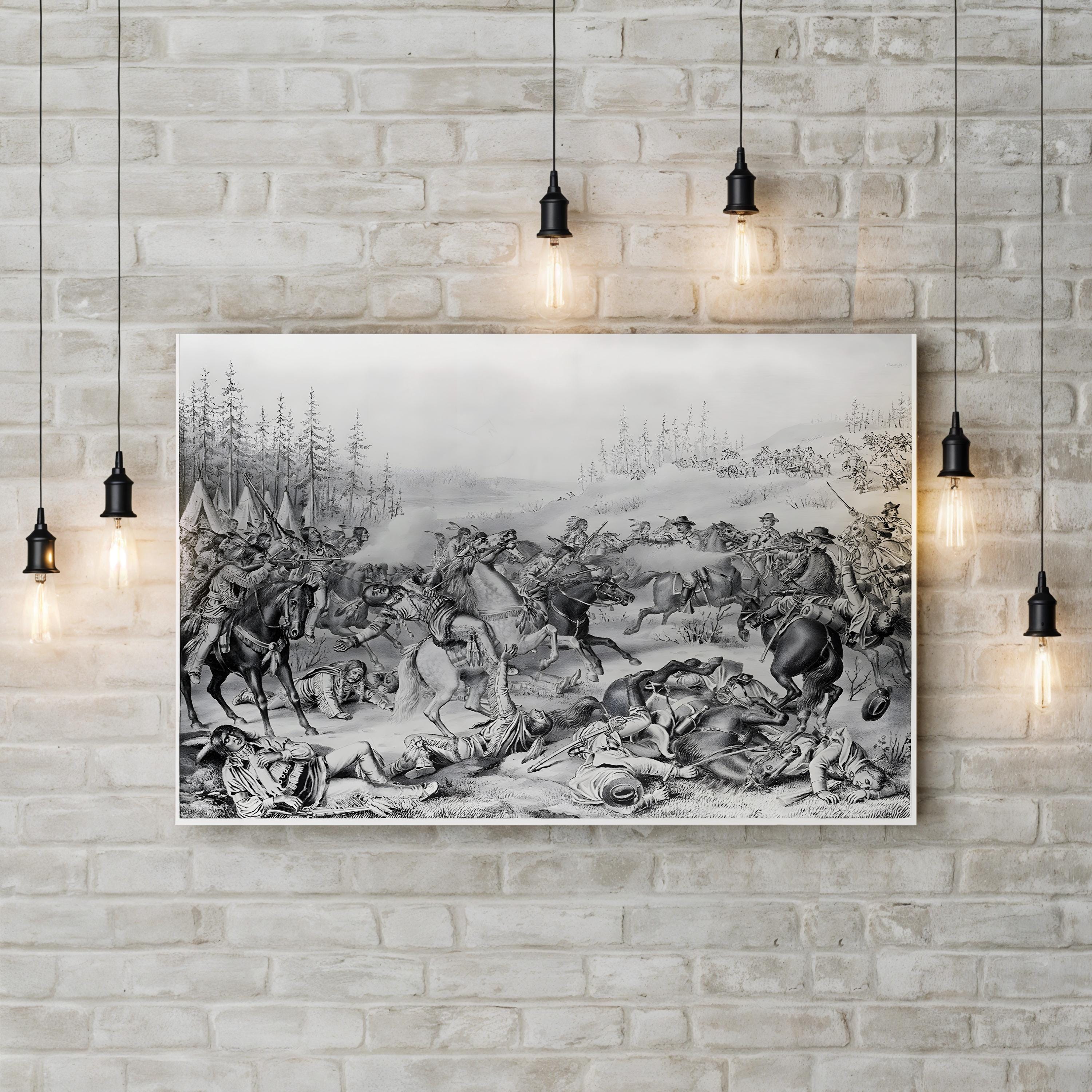 Capture and Death of Sitting Bull Lithograph Canvas Print – Native American History Wall Art