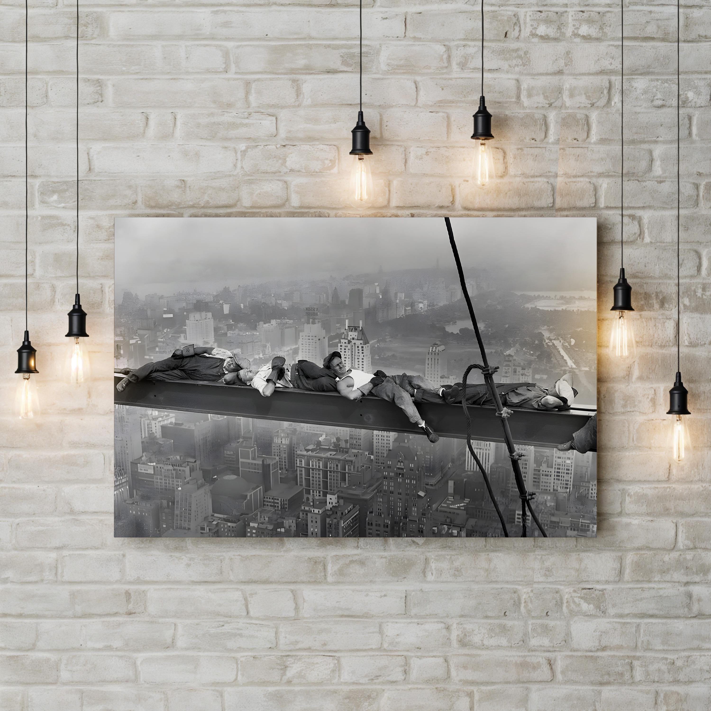 NYC Skyline Construction Workers – Vintage Photography Wall Art | Industrial Canvas Print