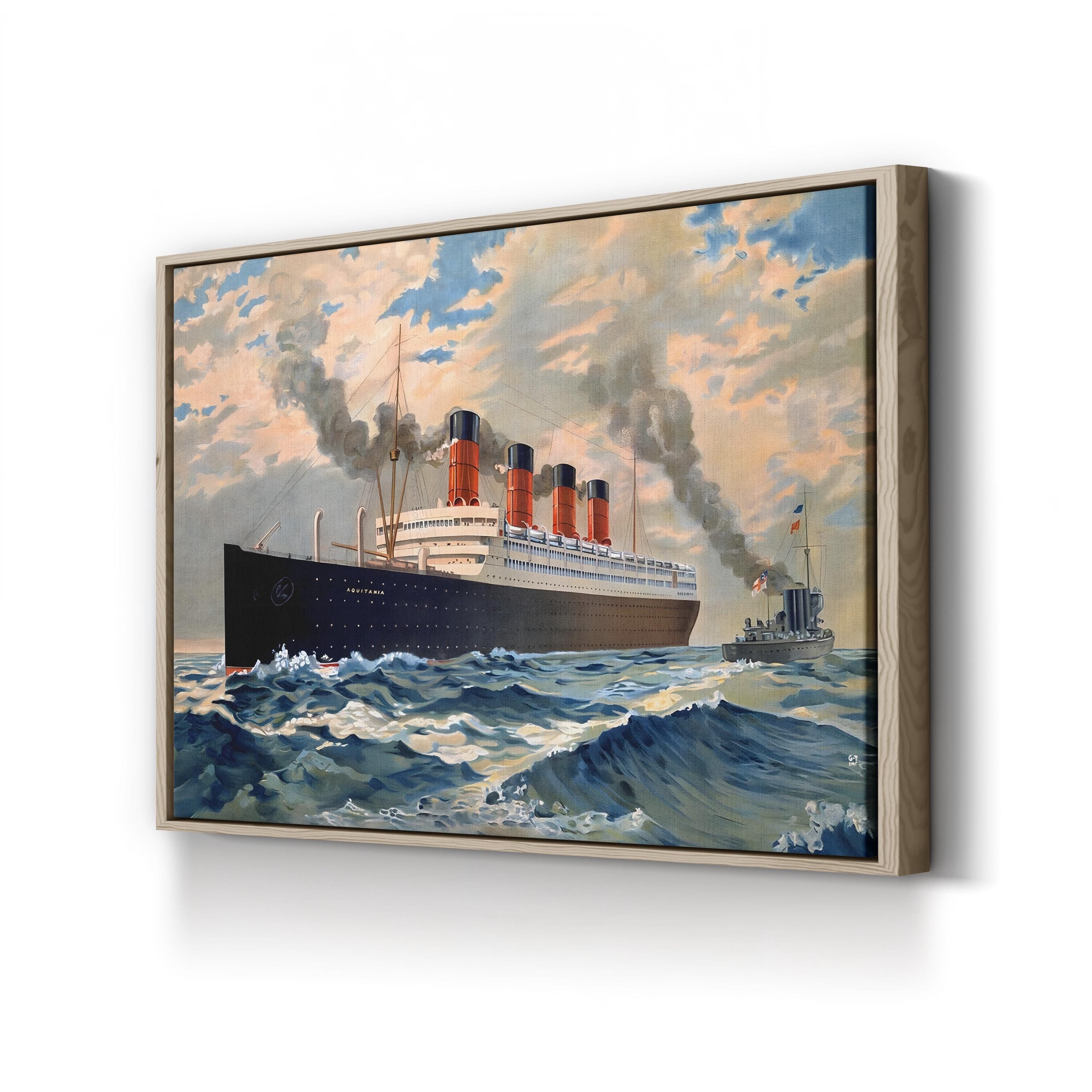 RMS Aquitania Ocean Liner canvas print in Natural Frame Canvas
