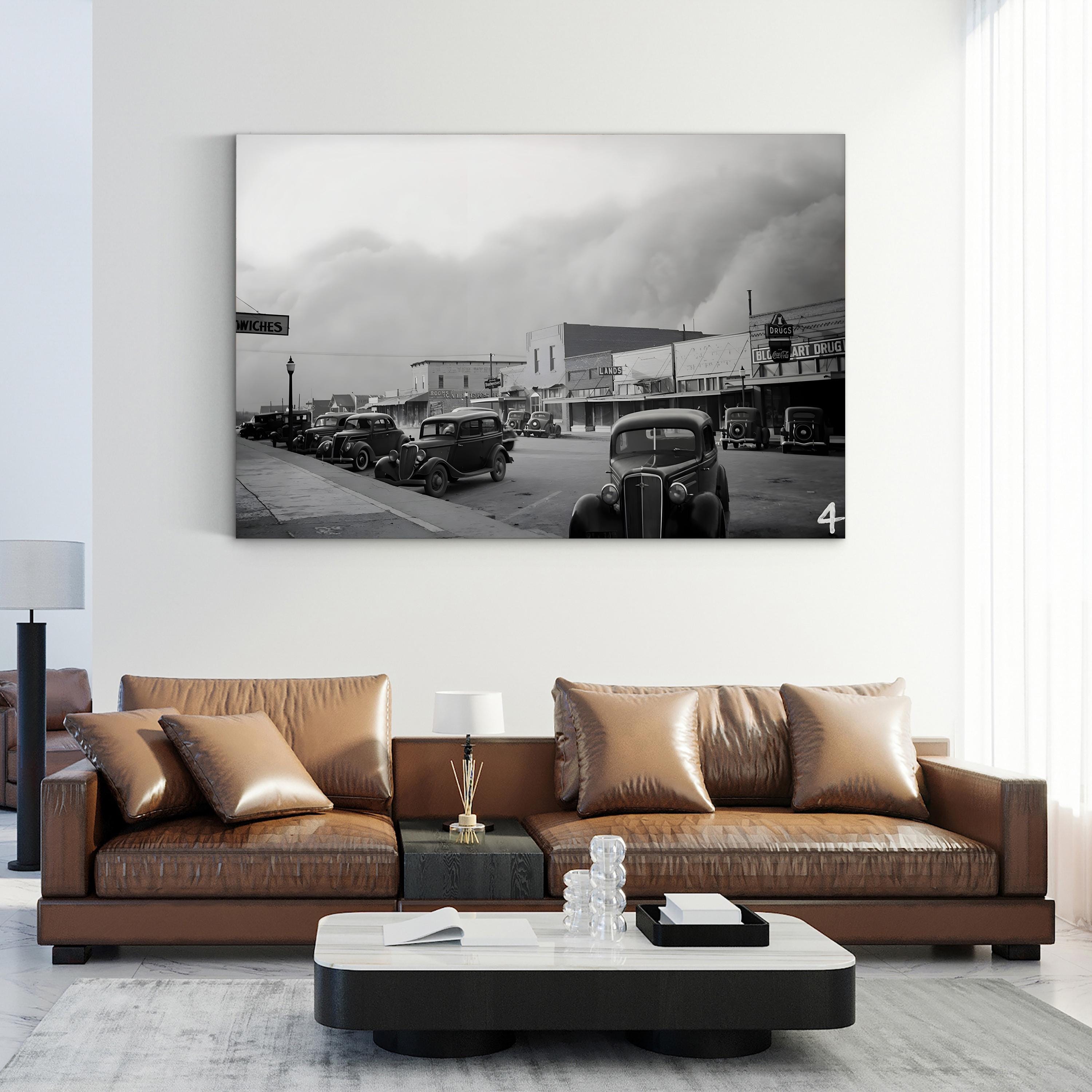 Dust Storm in Elkhart, Kansas, 1937 Wall Art – Vintage American Documentary Photography Canvas Print