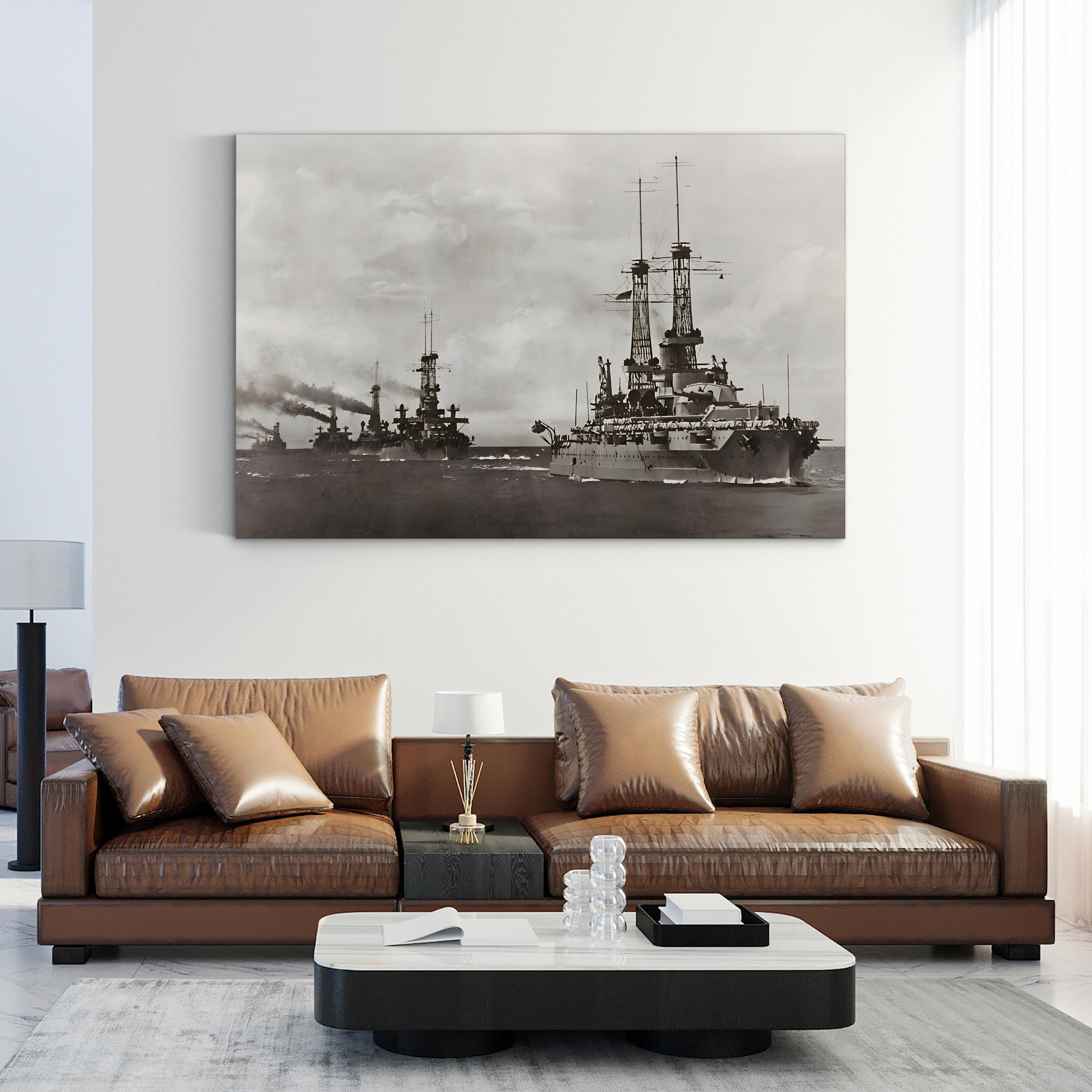 US Navy Dreadnought Fleet, 1917 – Vintage Photography Wall Art | WWI Military Canvas Print
