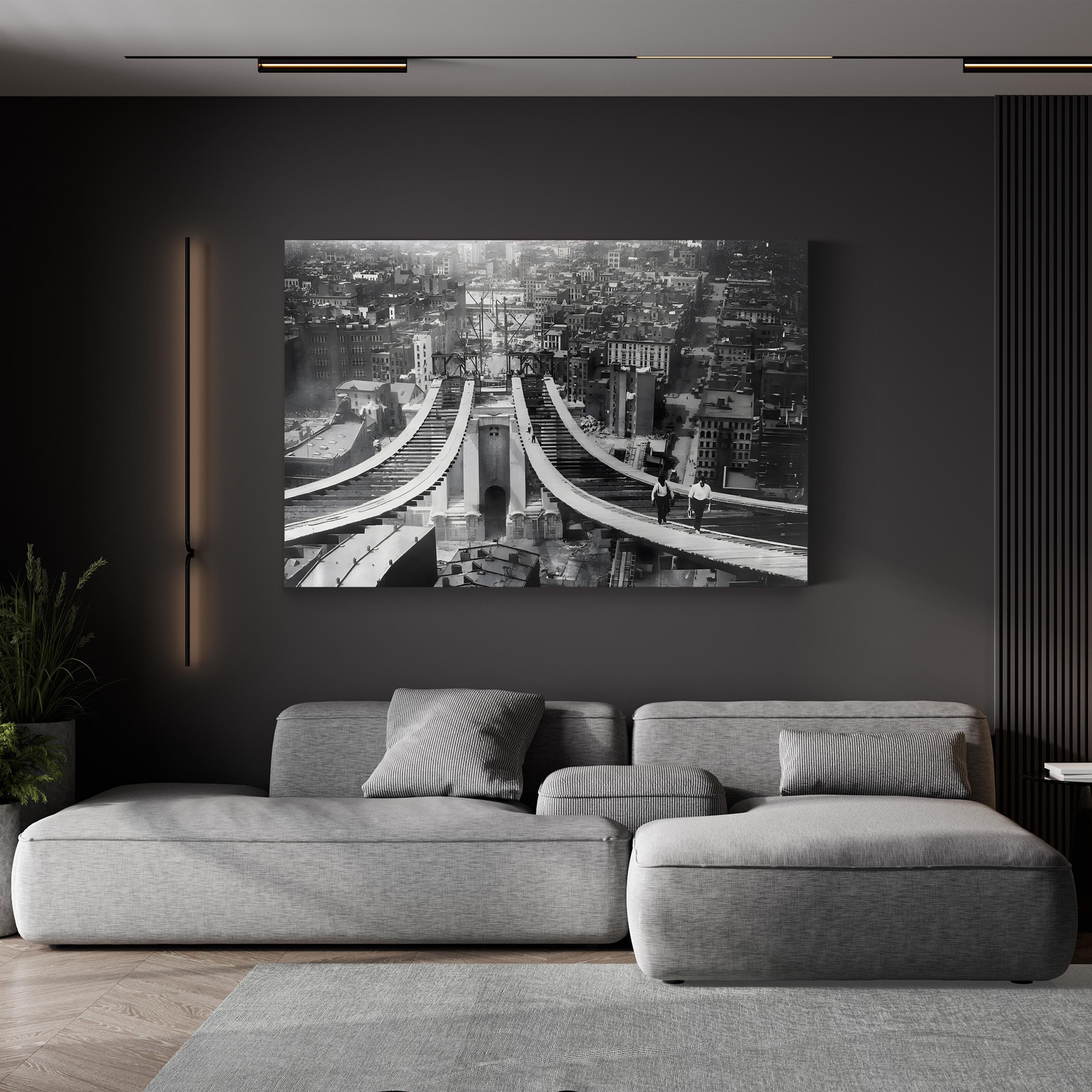 Footpaths of the Manhattan Bridge During Construction, New York, 1910 Wall Art