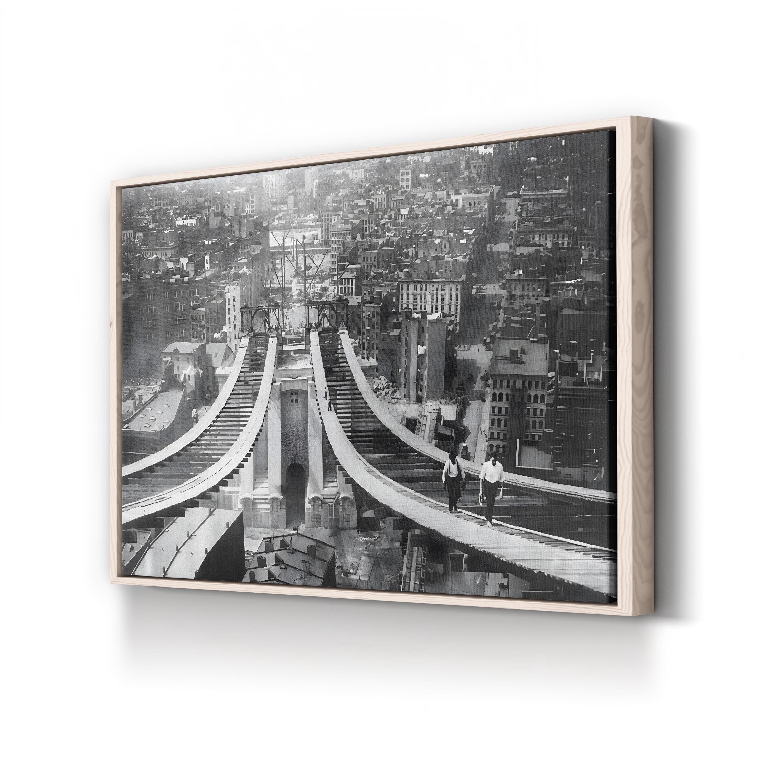 Footpaths of the Manhattan Bridge During Construction, New York, 1910 Wall Art