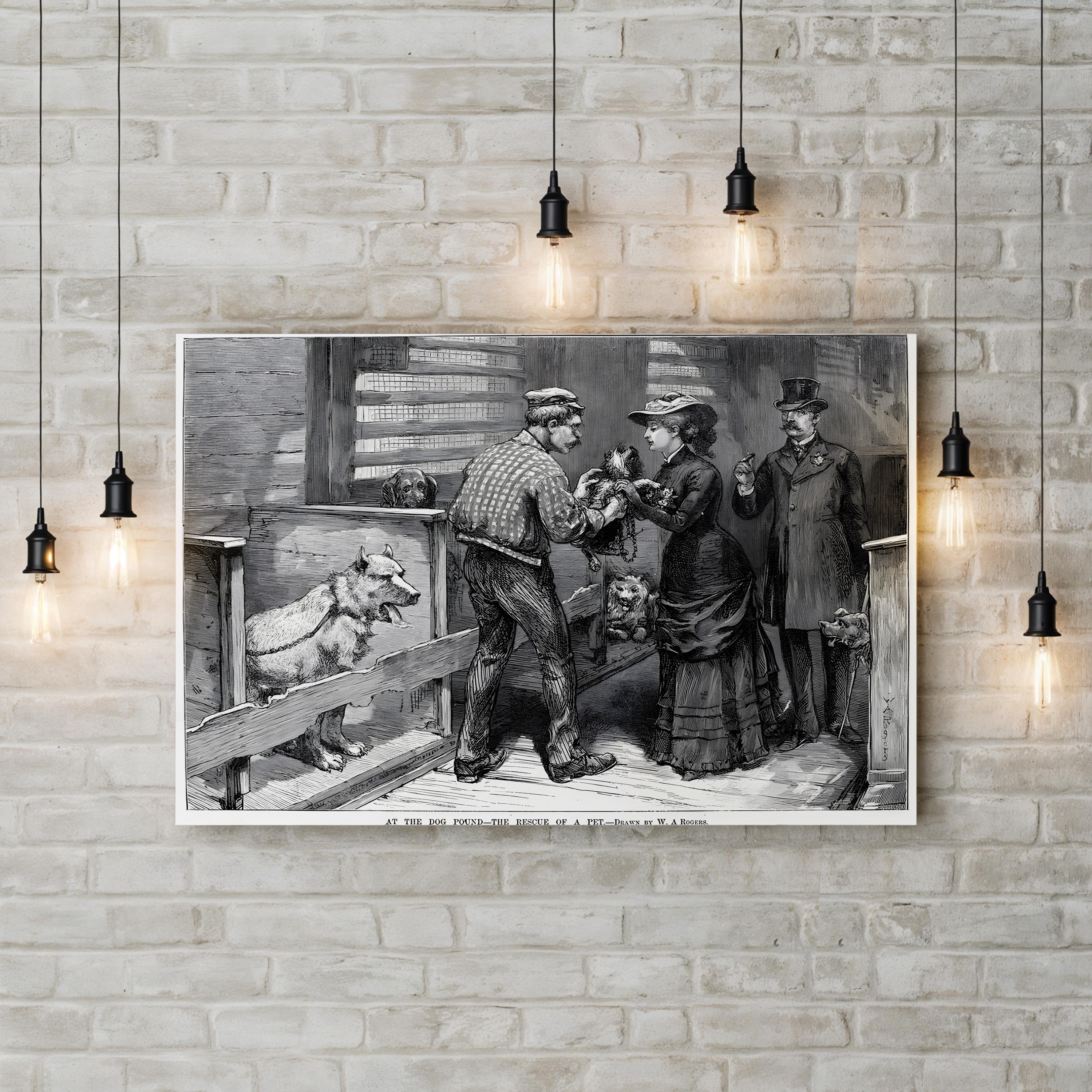 1883 New York Dog Pound – Period Illustration Wall Art | Victorian Reportage Canvas Print