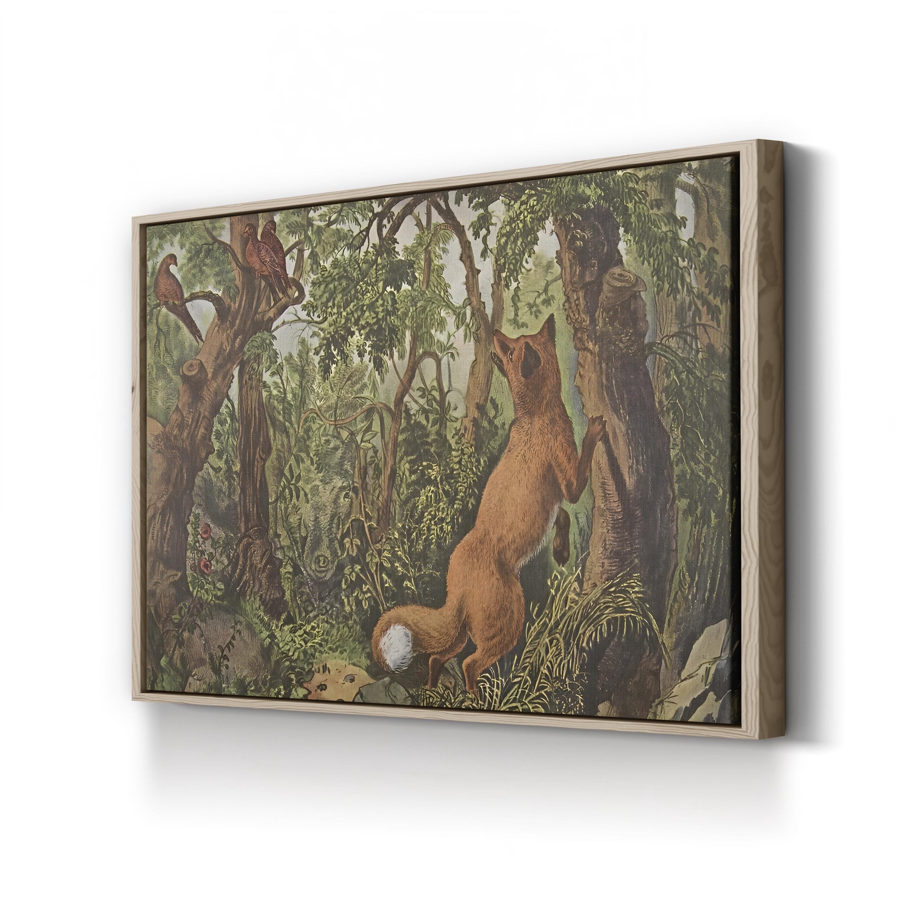The Puzzled Fox Wall Art – Currier & Ives 1872 Vintage Wildlife Print