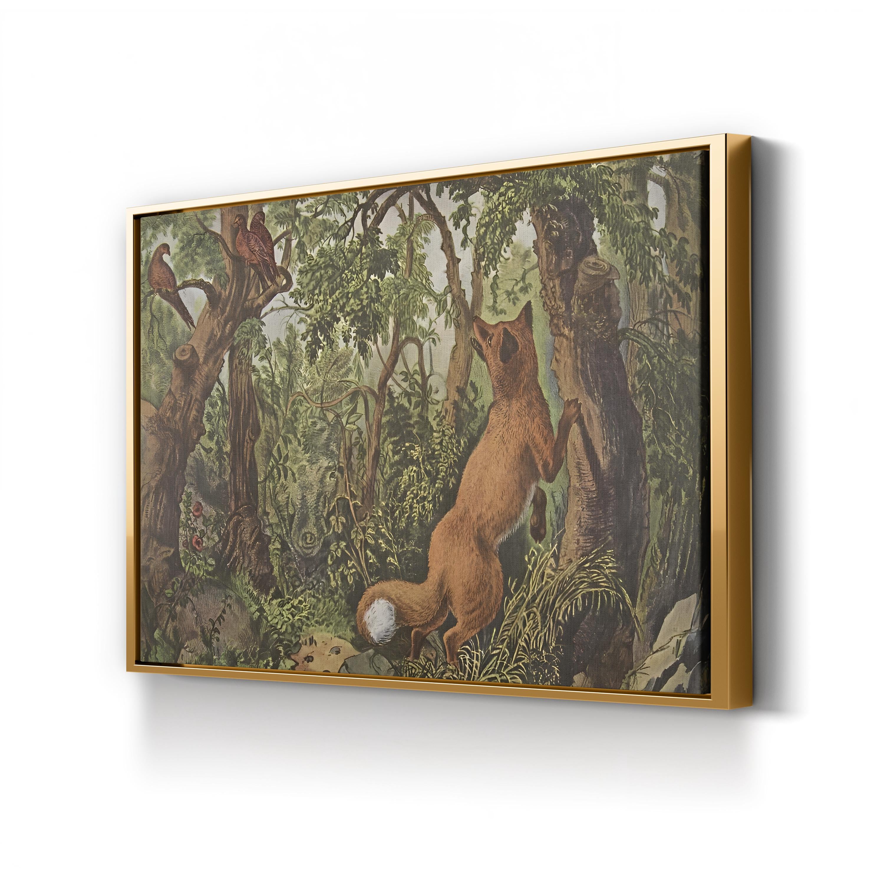The Puzzled Fox Wall Art – Currier & Ives 1872 Vintage Wildlife Print