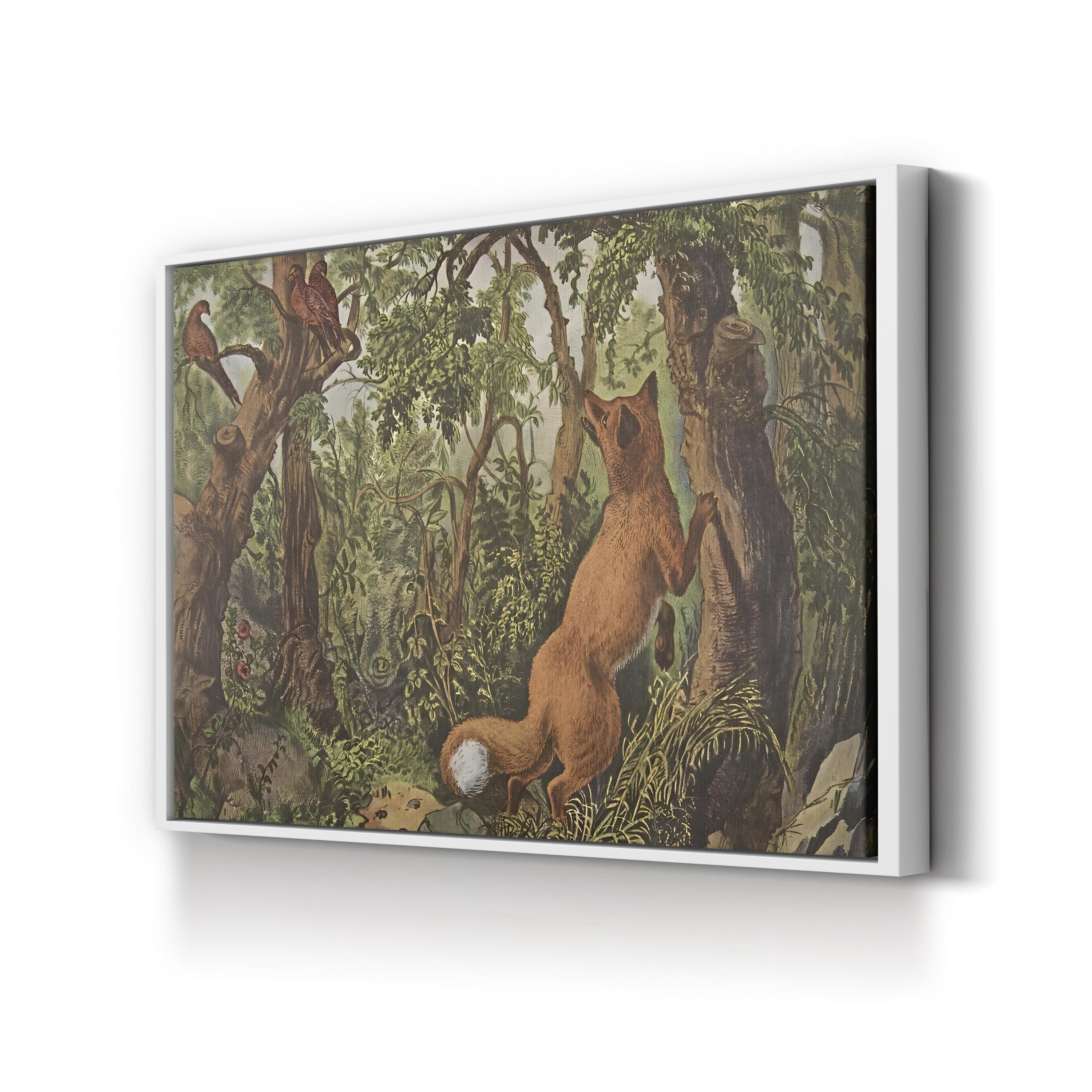 The Puzzled Fox Wall Art – Currier & Ives 1872 Vintage Wildlife Print