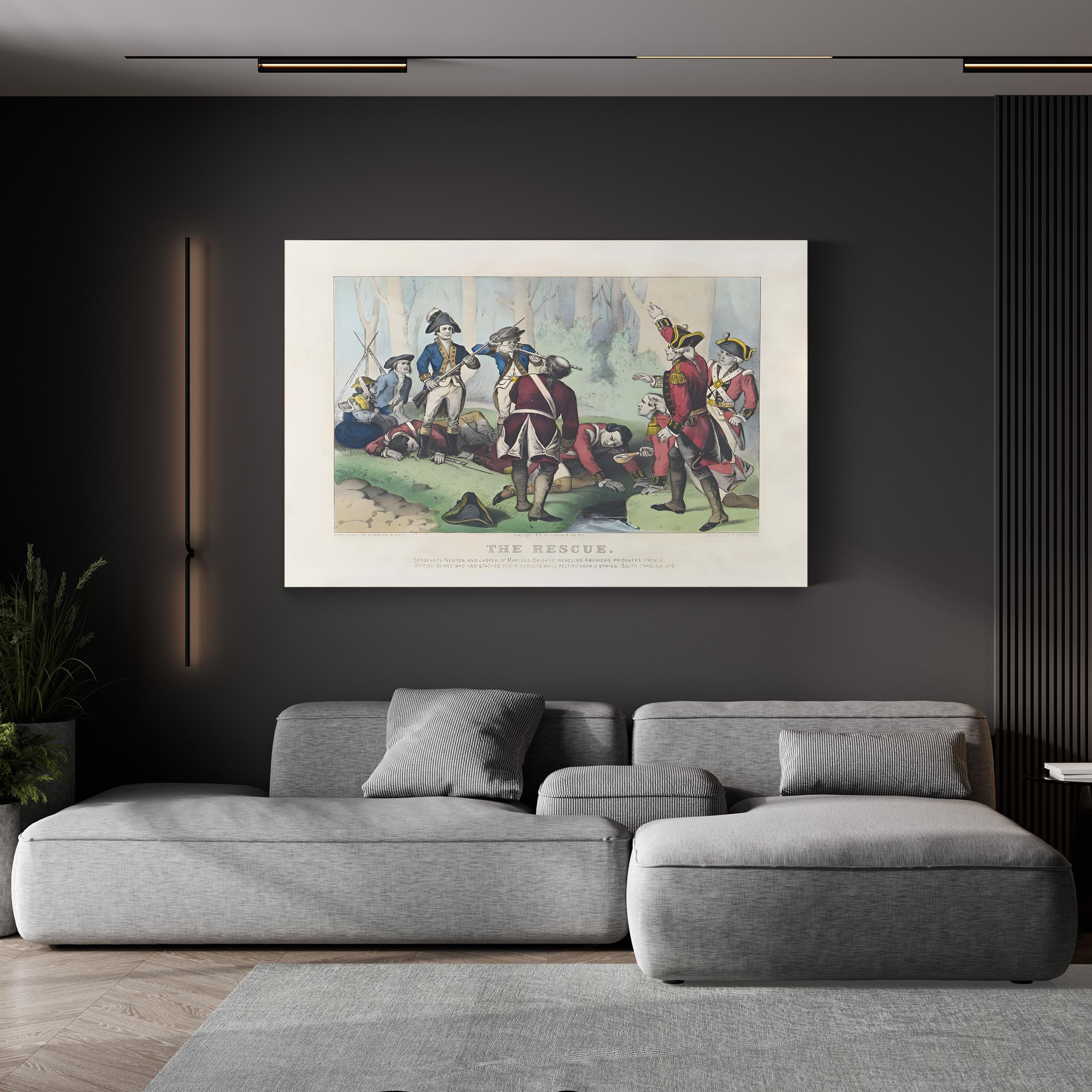 The Rescue Wall Art by Currier and Ives – American Revolutionary Battle Lithograph (1876)