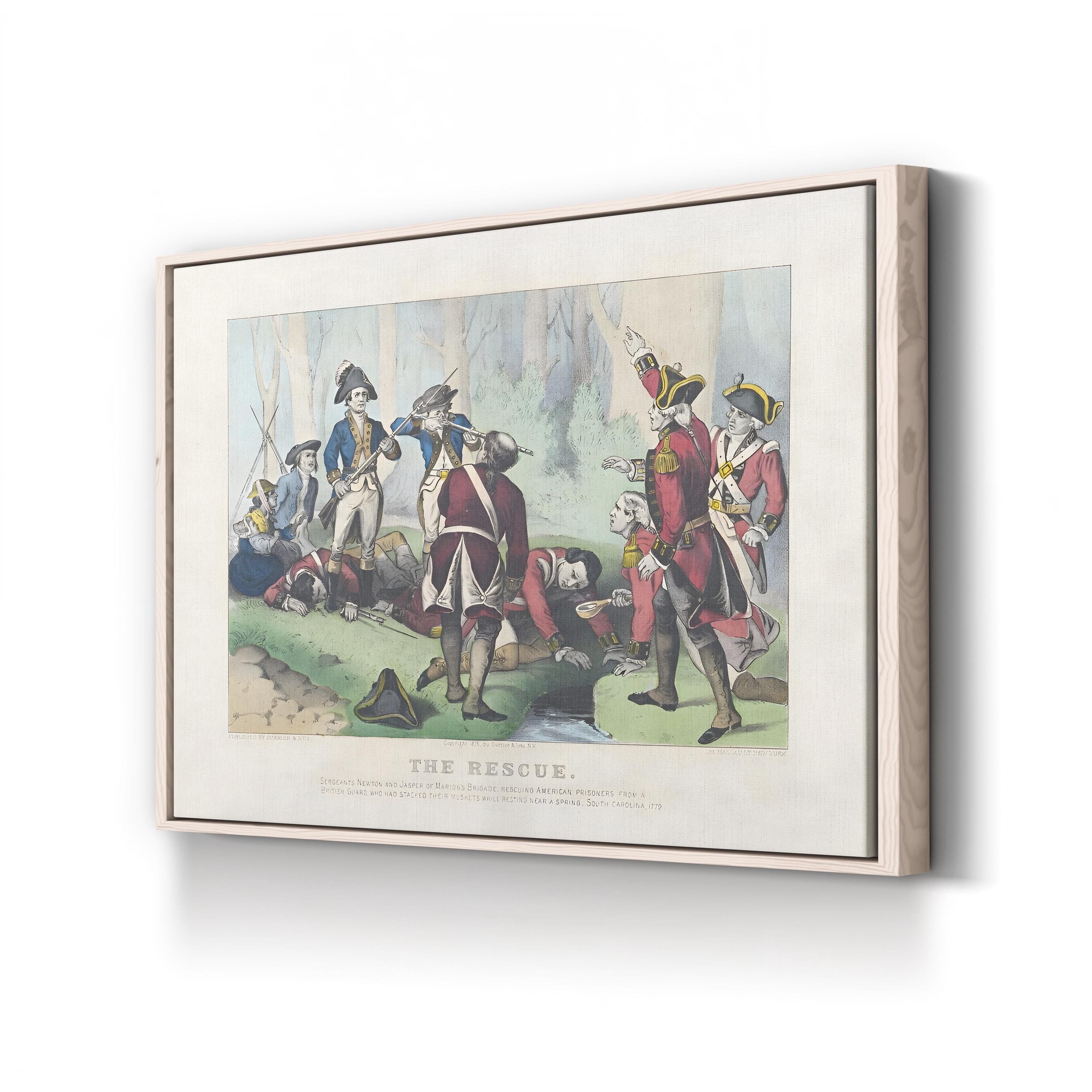 The Rescue Wall Art by Currier and Ives – American Revolutionary Battle Lithograph (1876)
