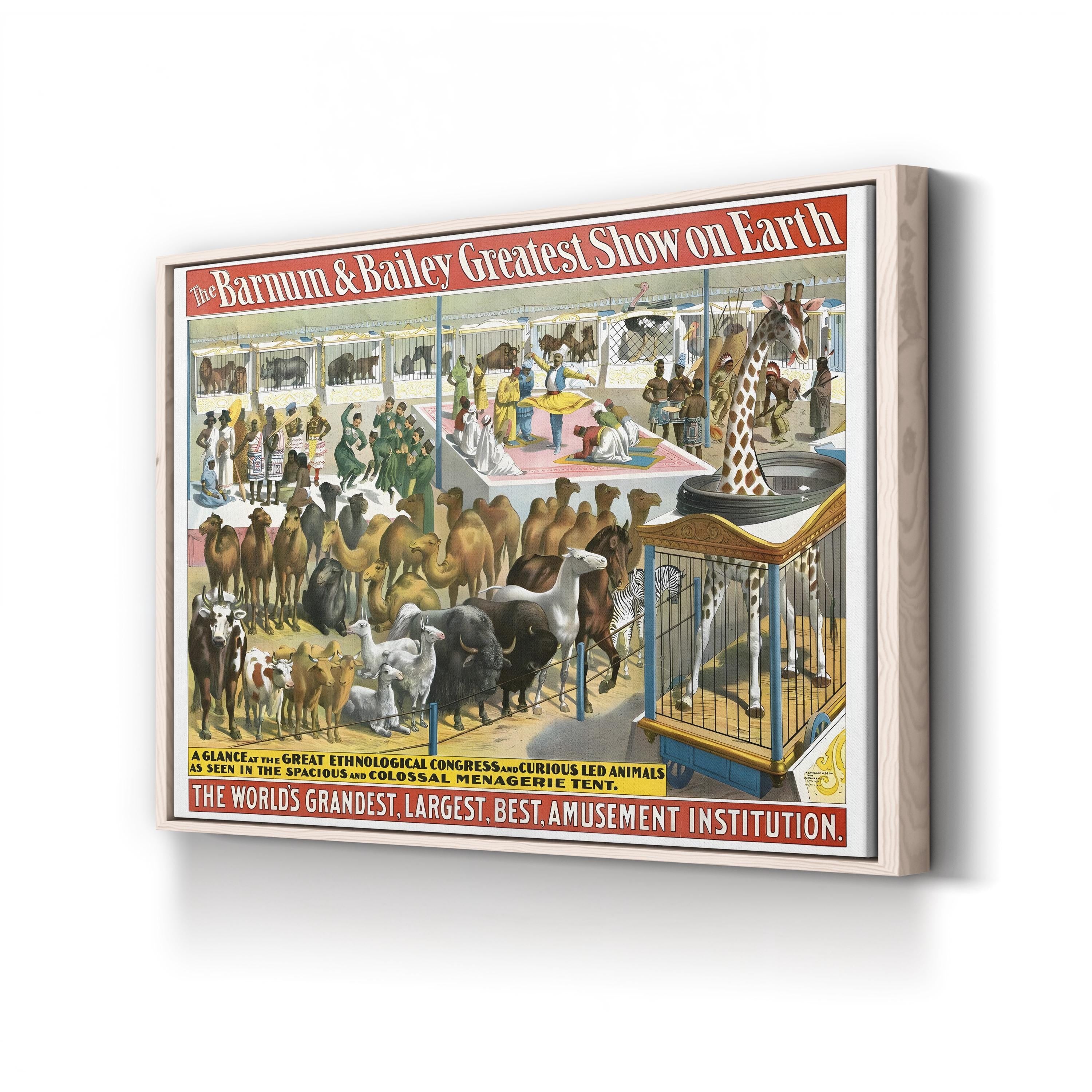 Vintage Barnum & Bailey Circus Poster of People and Animals, 1895 Wall Art