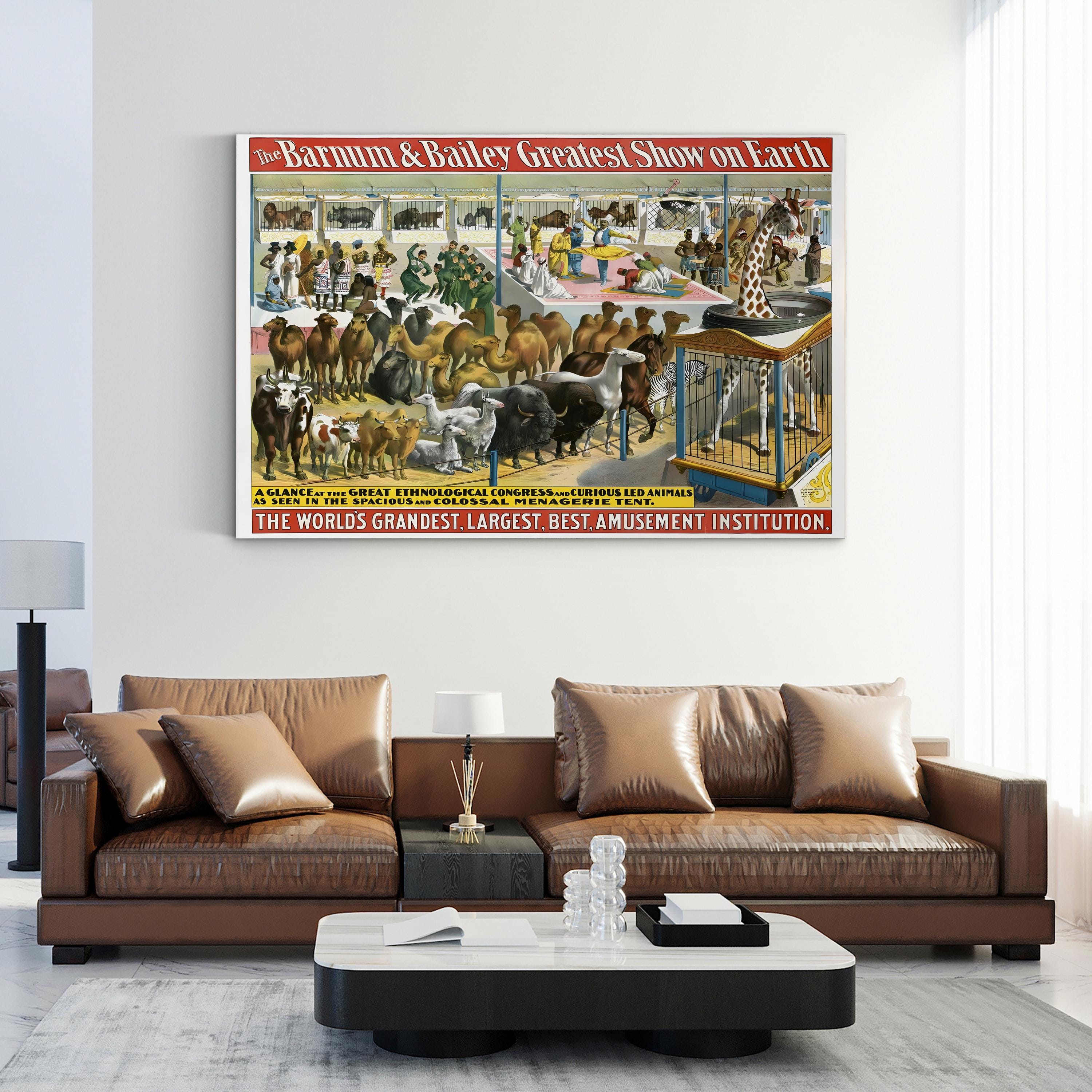 Vintage Barnum & Bailey Circus Poster of People and Animals, 1895 Wall Art