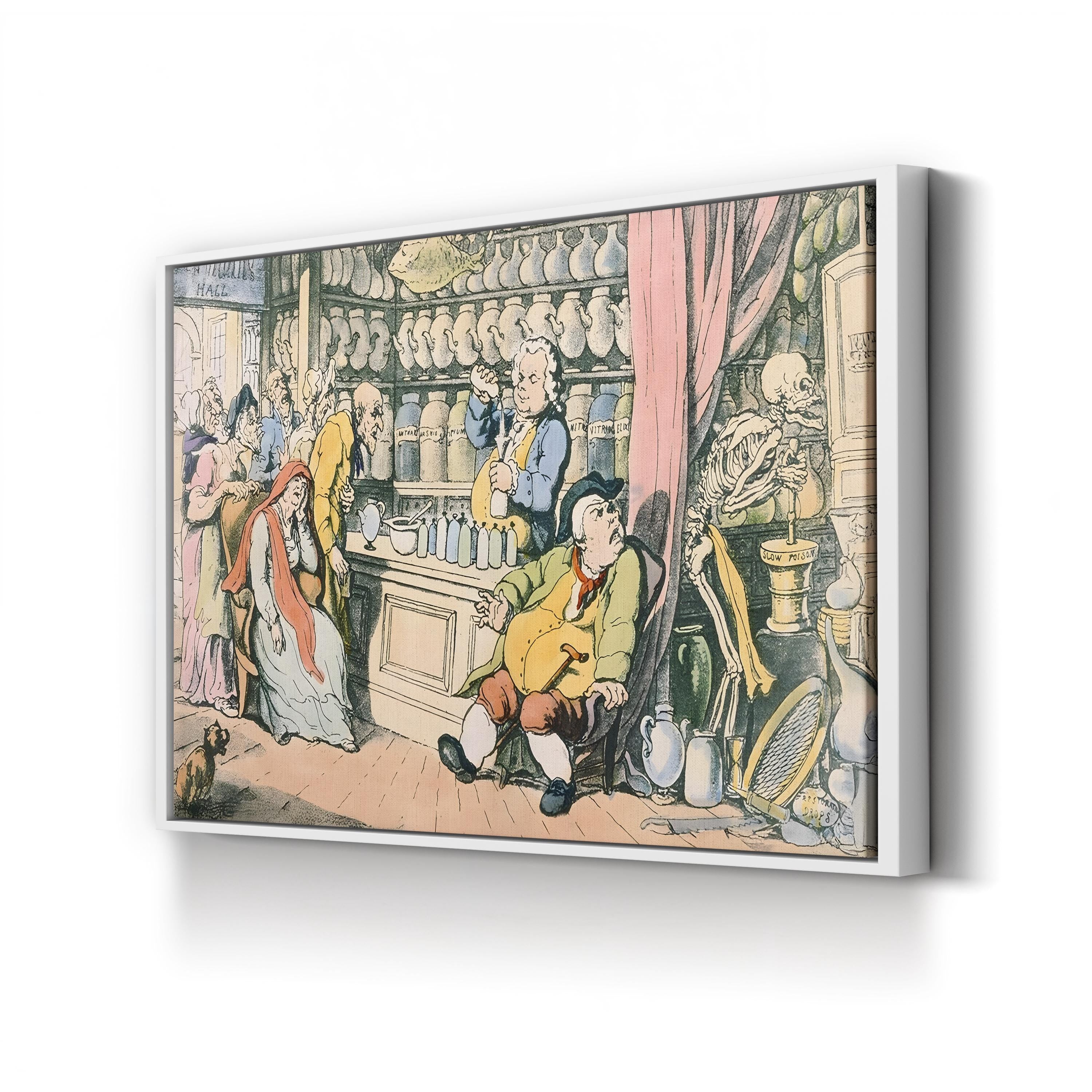 Antique Pub Scene Canvas Art Print: 18th Century Tavern Illustration