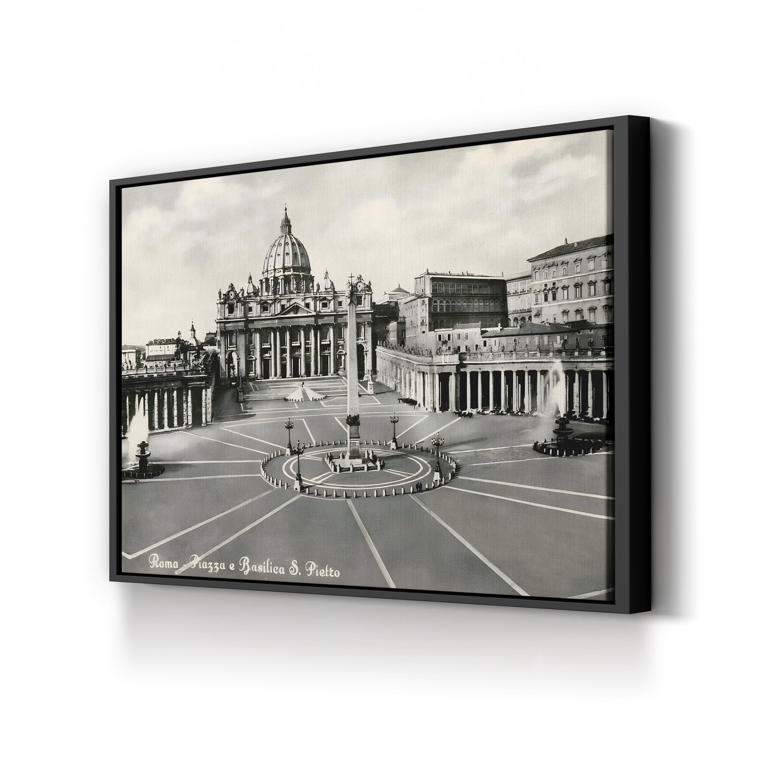 St. Peter’s Basilica, Vatican – Vintage Photography Wall Art | Black & White Canvas Print
