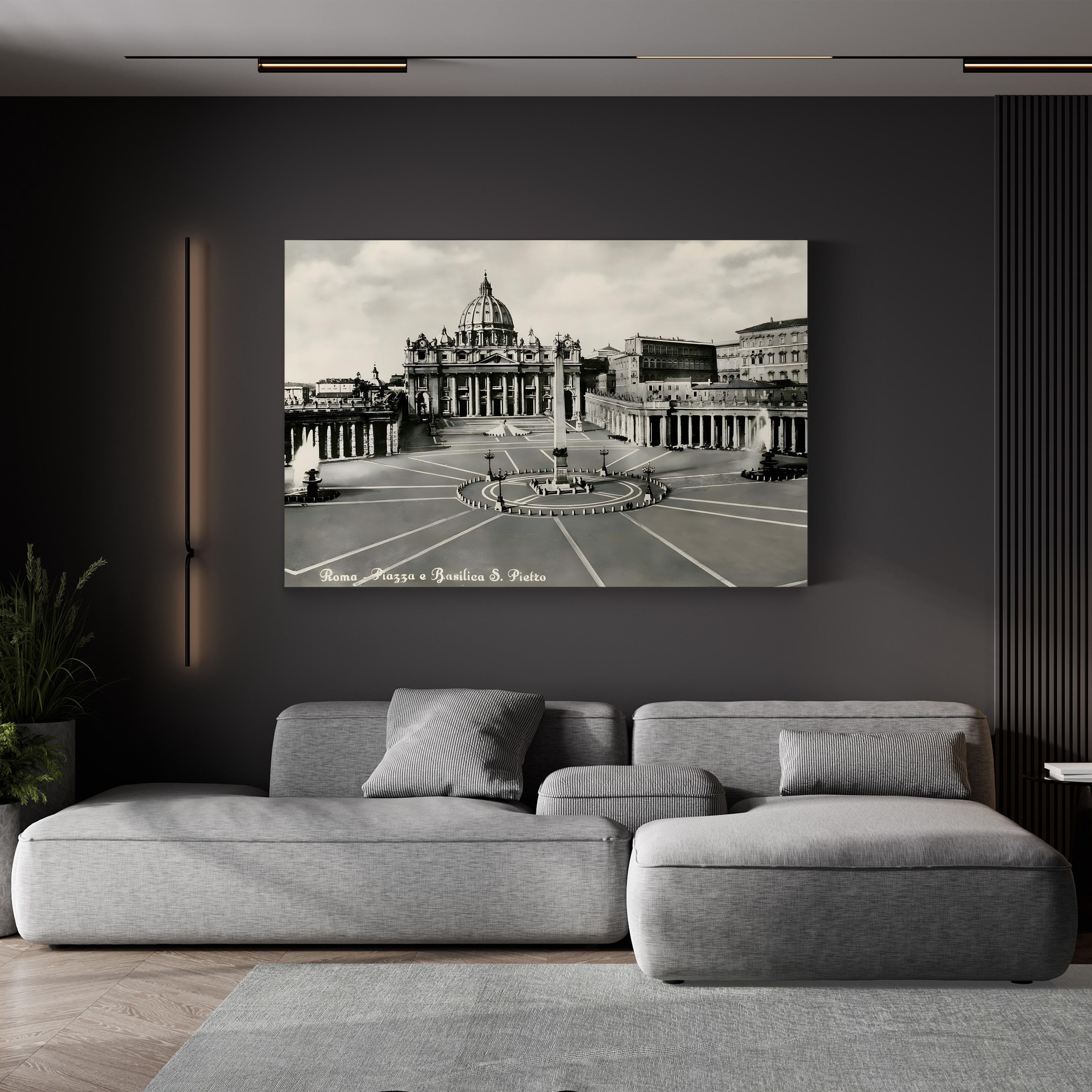 St. Peter’s Basilica, Vatican – Vintage Photography Wall Art | Black & White Canvas Print