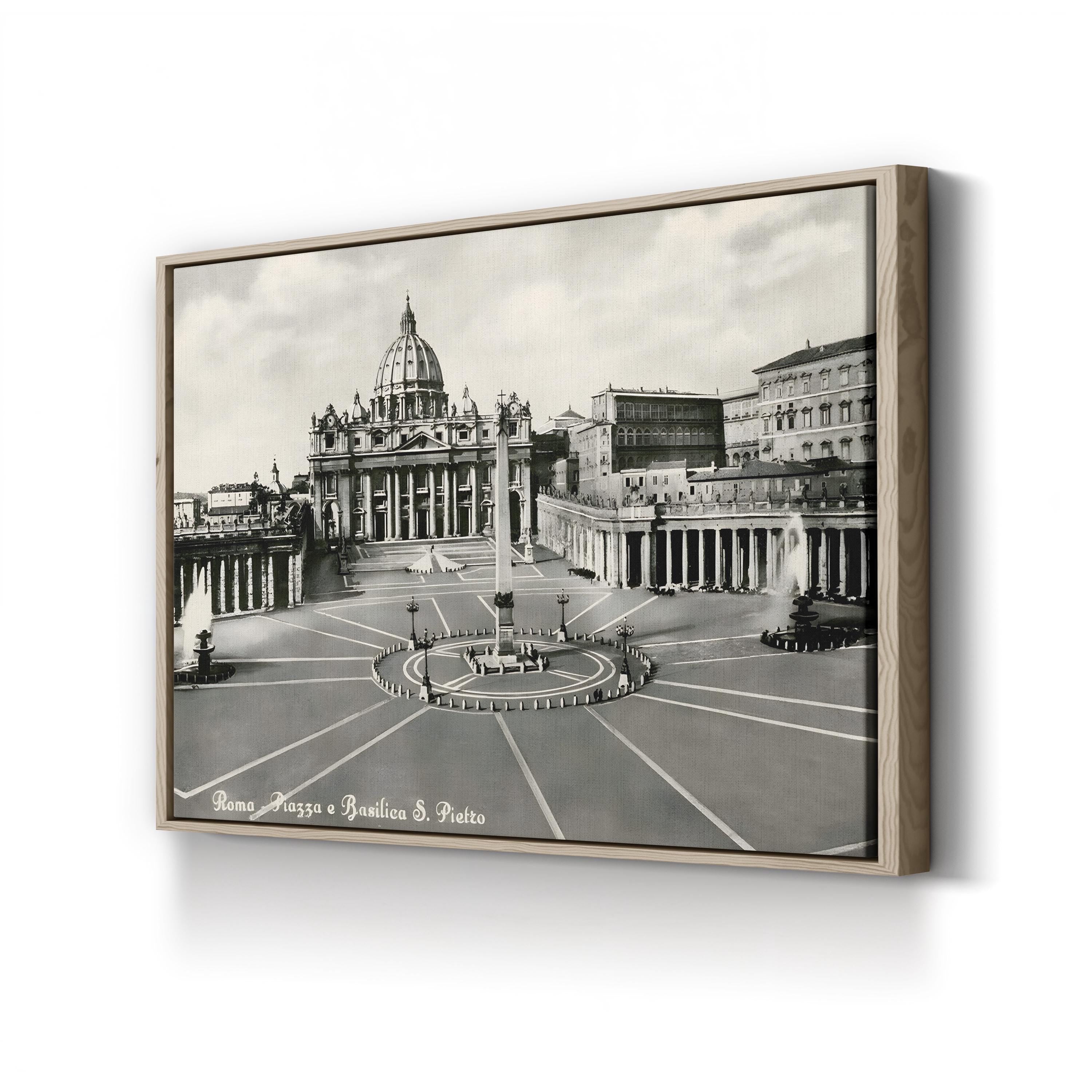 St. Peter’s Basilica, Vatican – Vintage Photography Wall Art | Black & White Canvas Print
