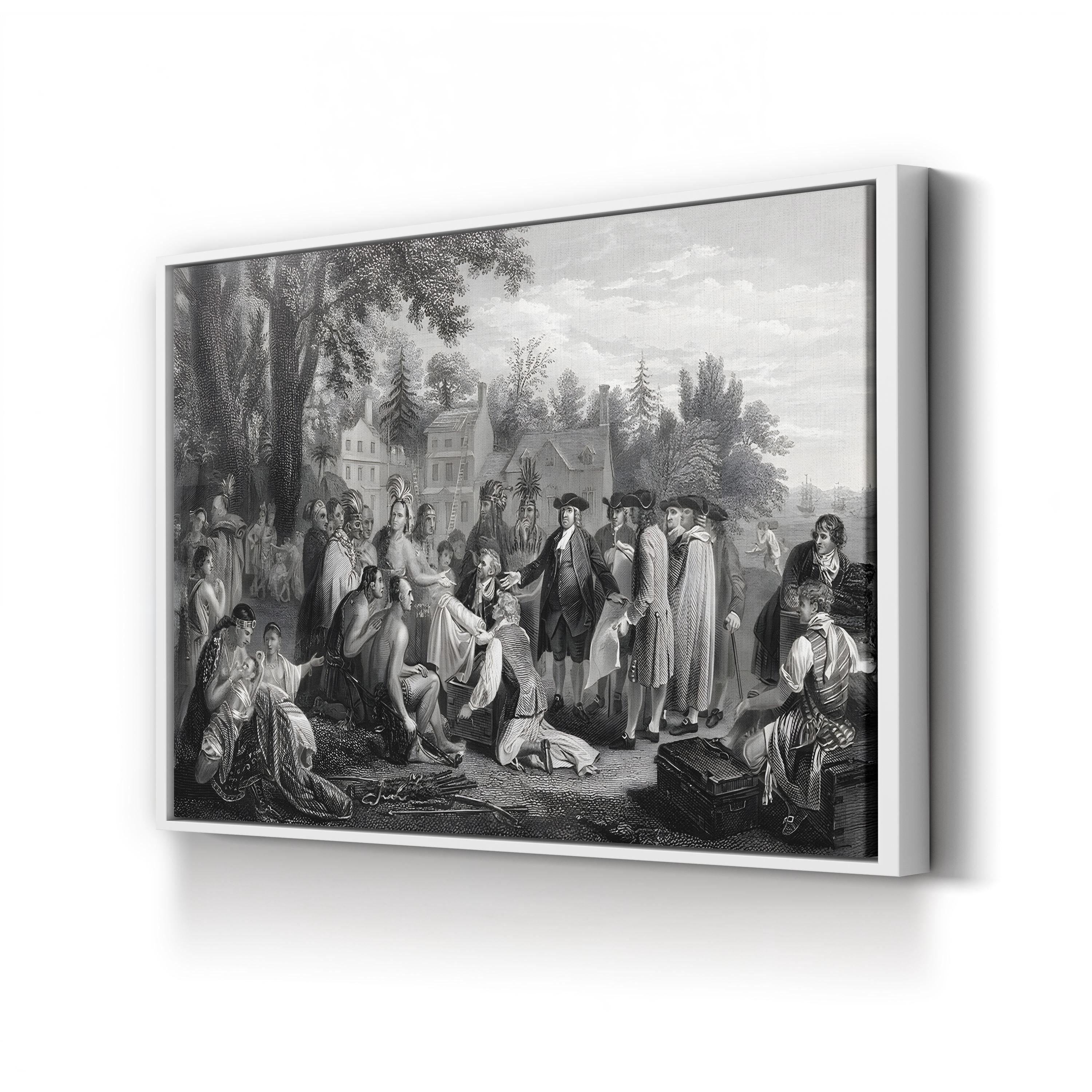 William Penn’s Treaty of 1682 – Period Illustration Wall Art | Colonial History Canvas Print