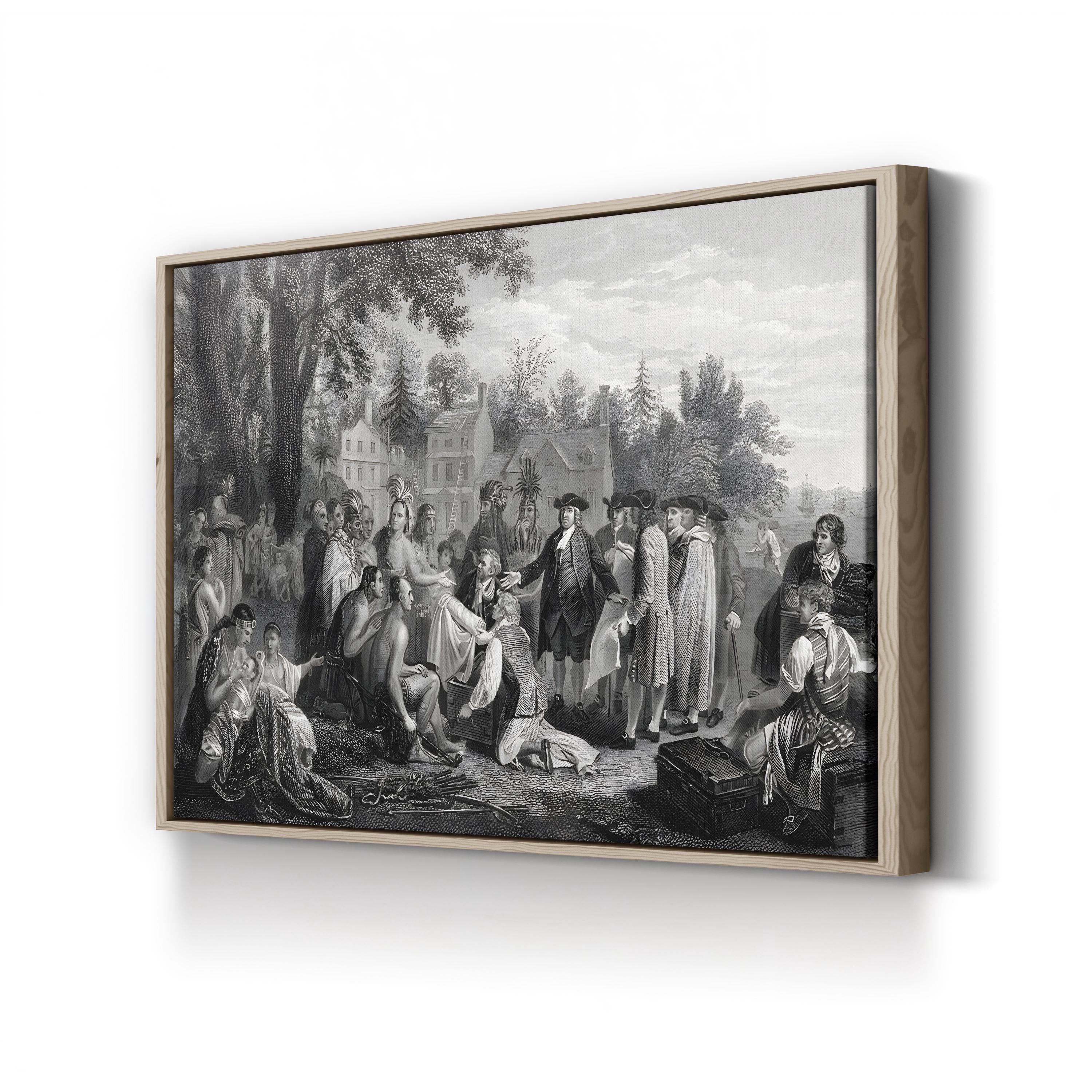 William Penn’s Treaty of 1682 – Period Illustration Wall Art | Colonial History Canvas Print