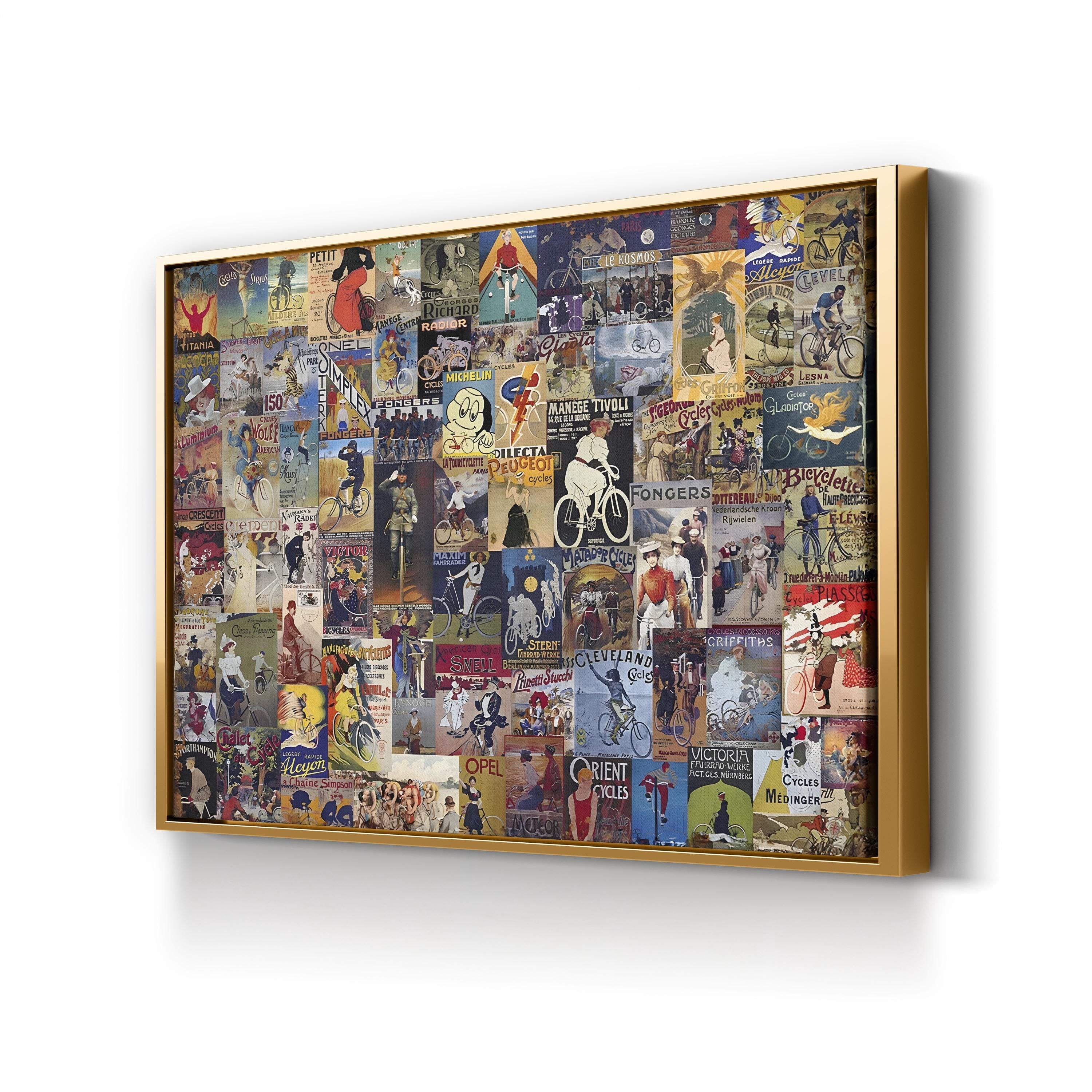 Vintage Bicycle Tour Canvas Print: 20th-Century Cycling Poster Collage