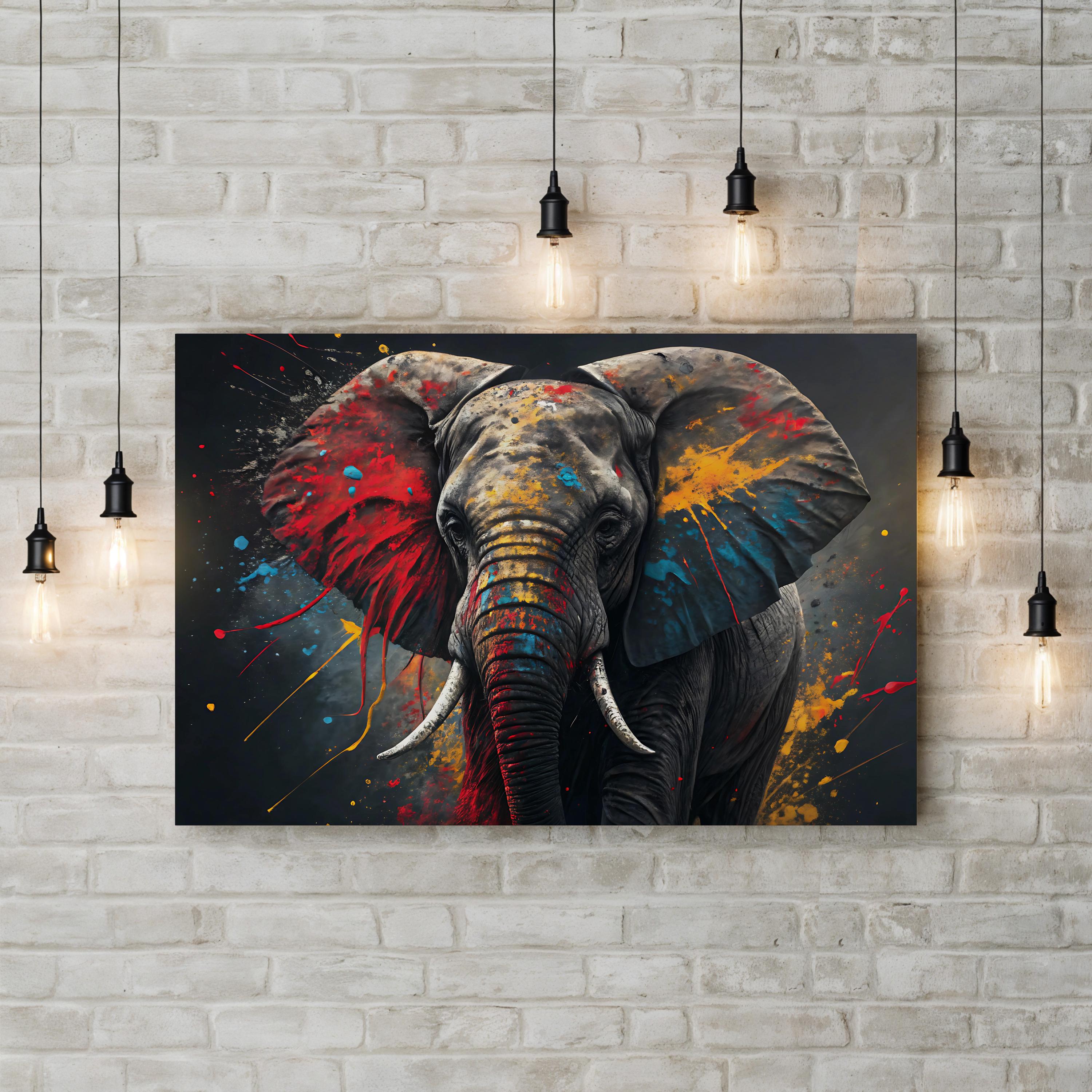 Elephant Graffiti Art Wall Art – Abstract Wildlife | Modern Pop Art Canvas Print