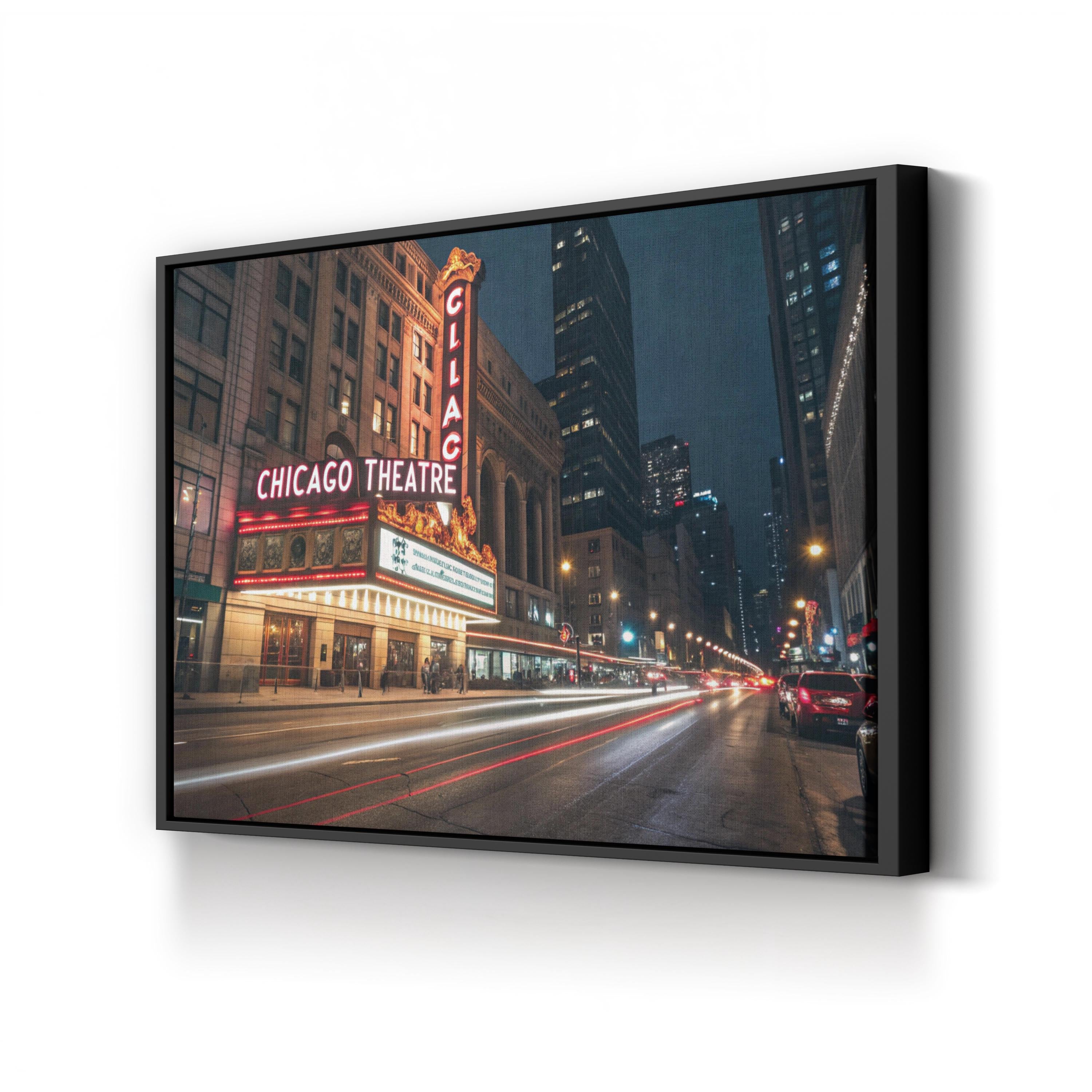 Chicago Theatre Illuminated Canvas Wall Art