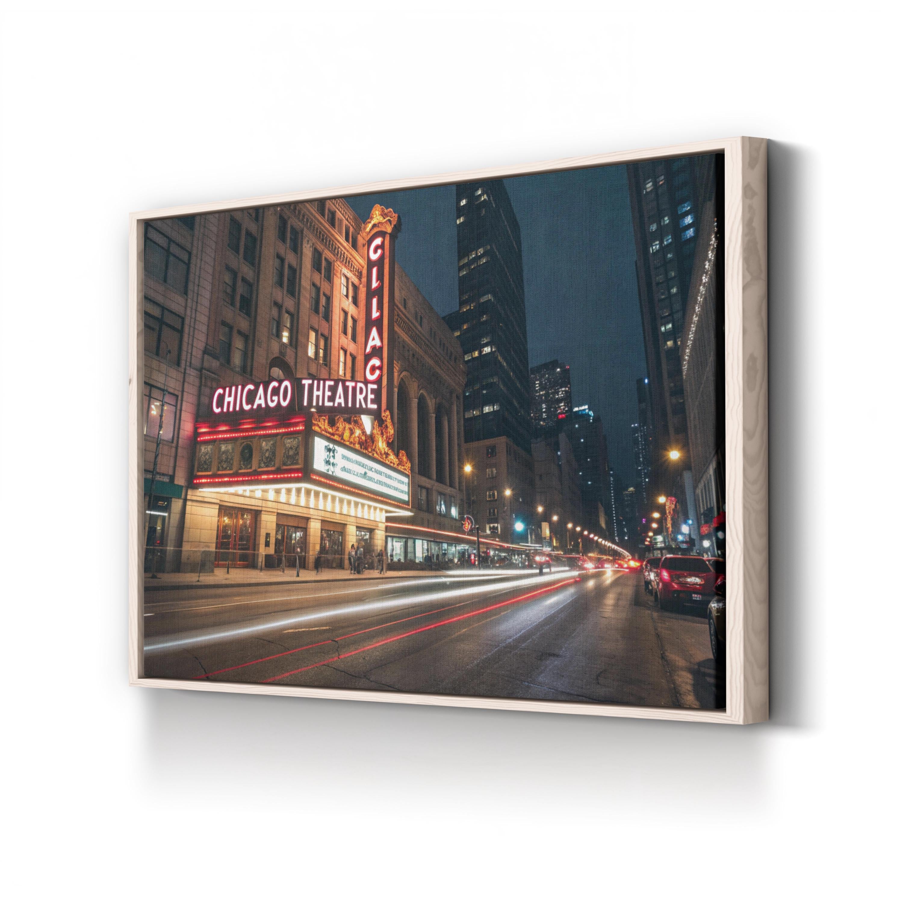 Chicago Theatre Illuminated Canvas Wall Art