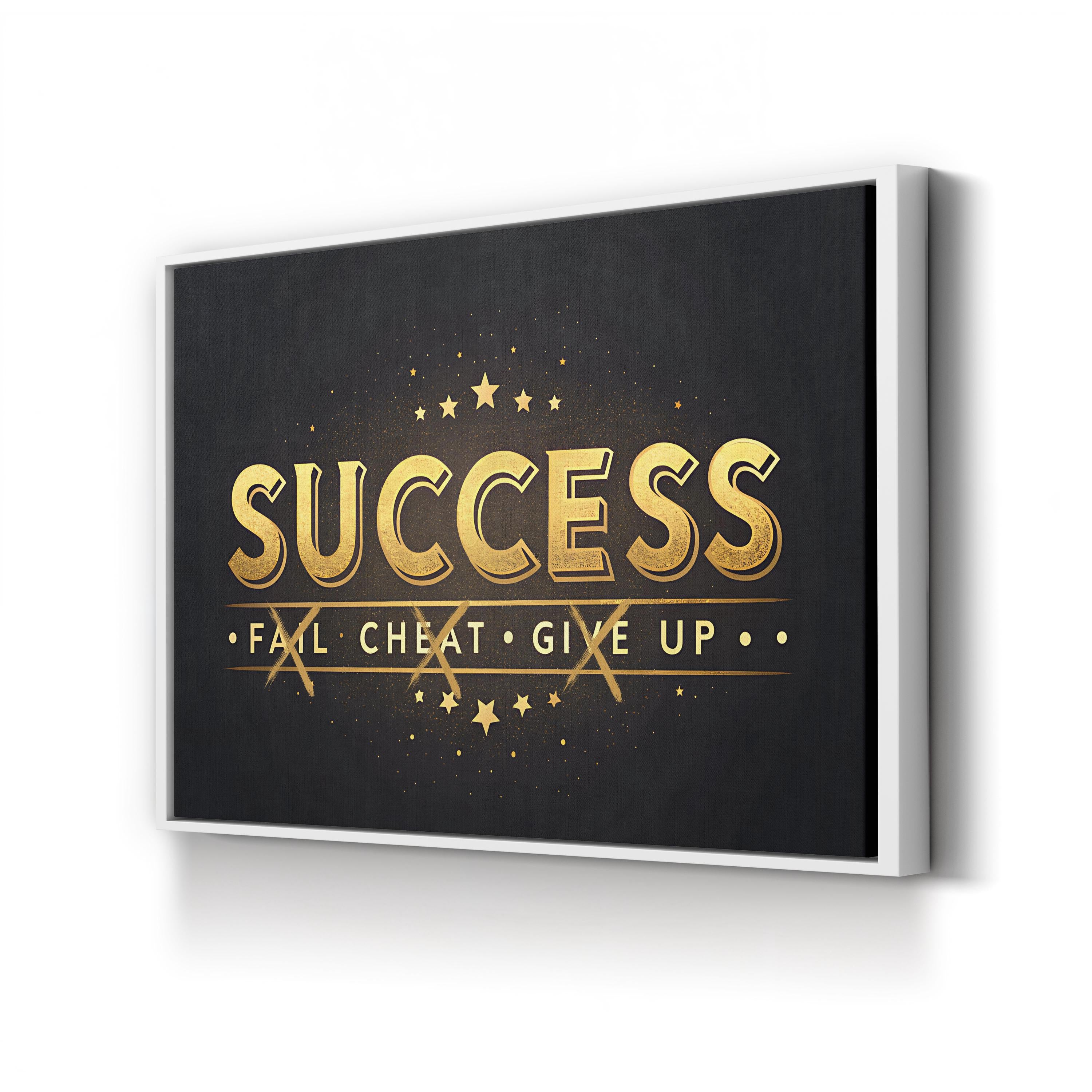 Success Motivational Canvas Wall Art | Modern Gold Typography Design