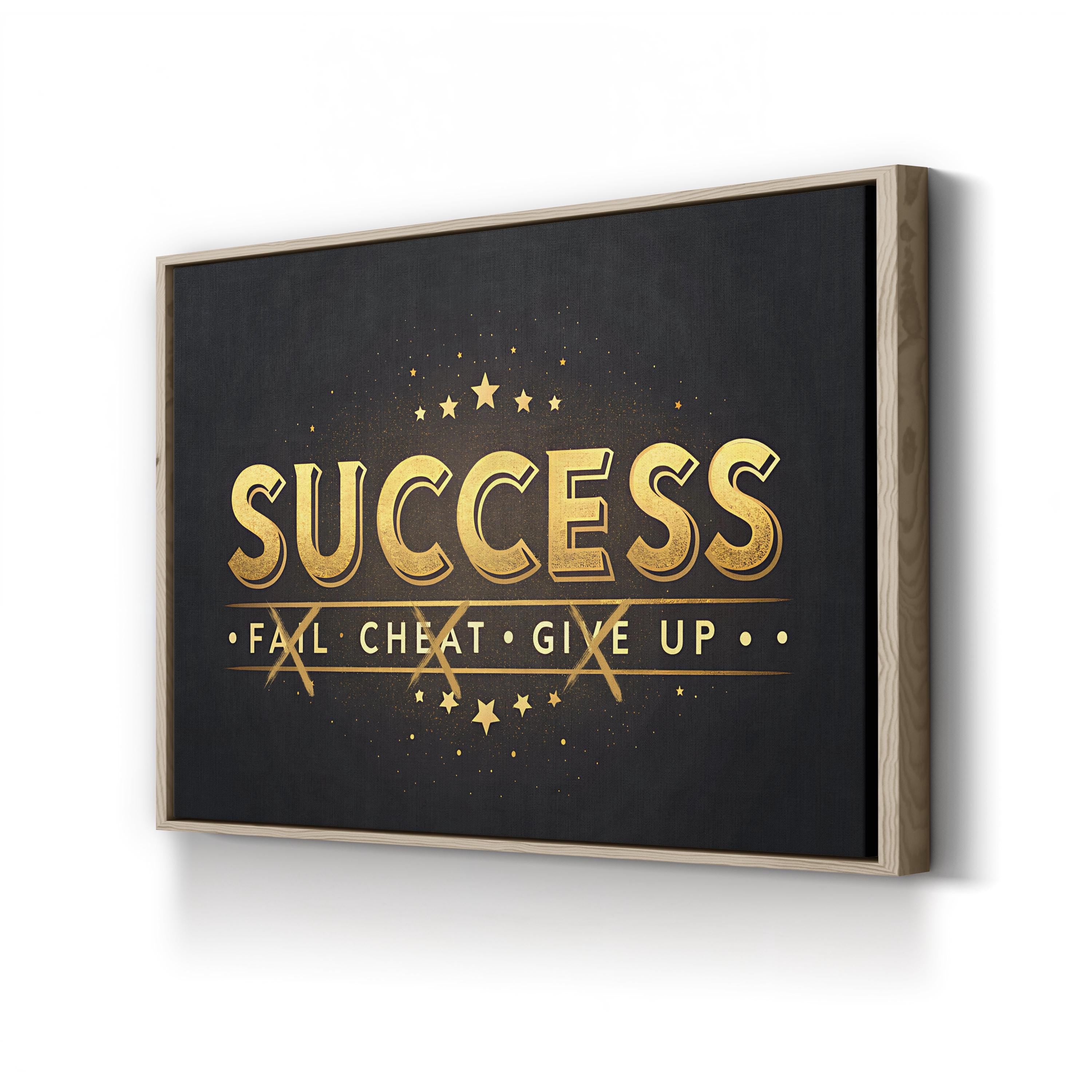 Success Motivational Canvas Wall Art | Modern Gold Typography Design