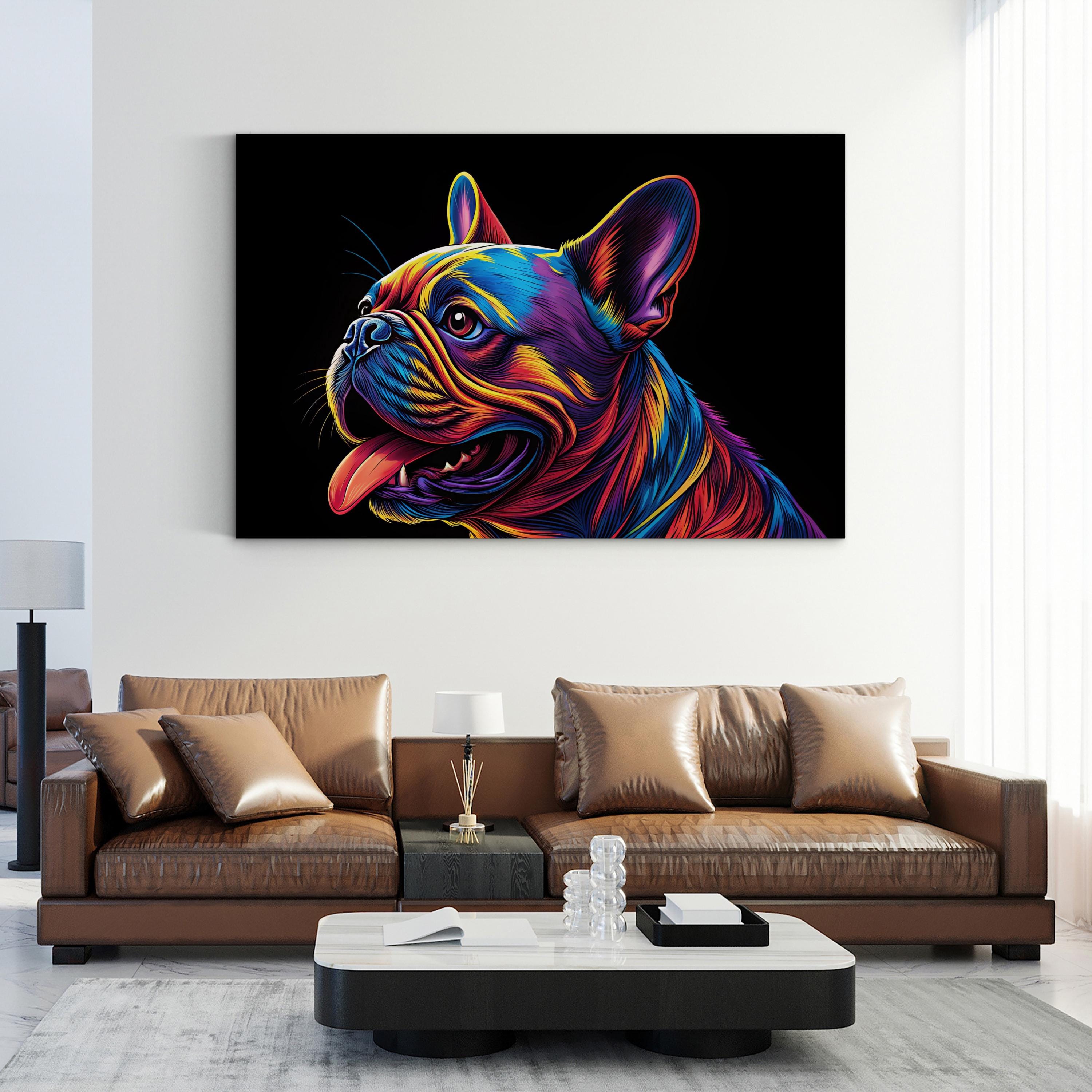 French Bulldog Pop Art Canvas Print – Colorful Abstract Dog Portrait Wall Art