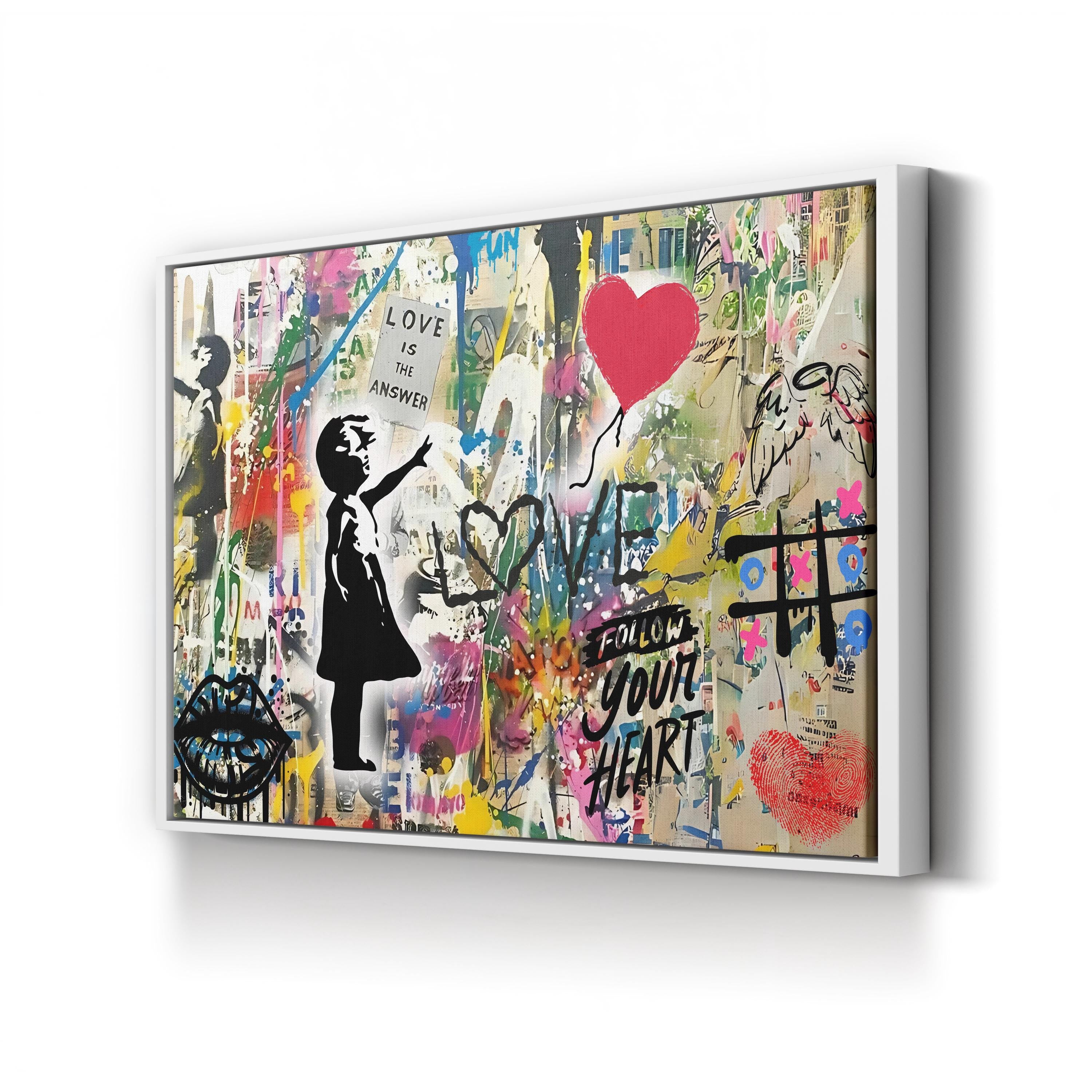 Banksy Style Girl with Balloon – Period Illustration Wall Art | Urban Graffiti Canvas Print