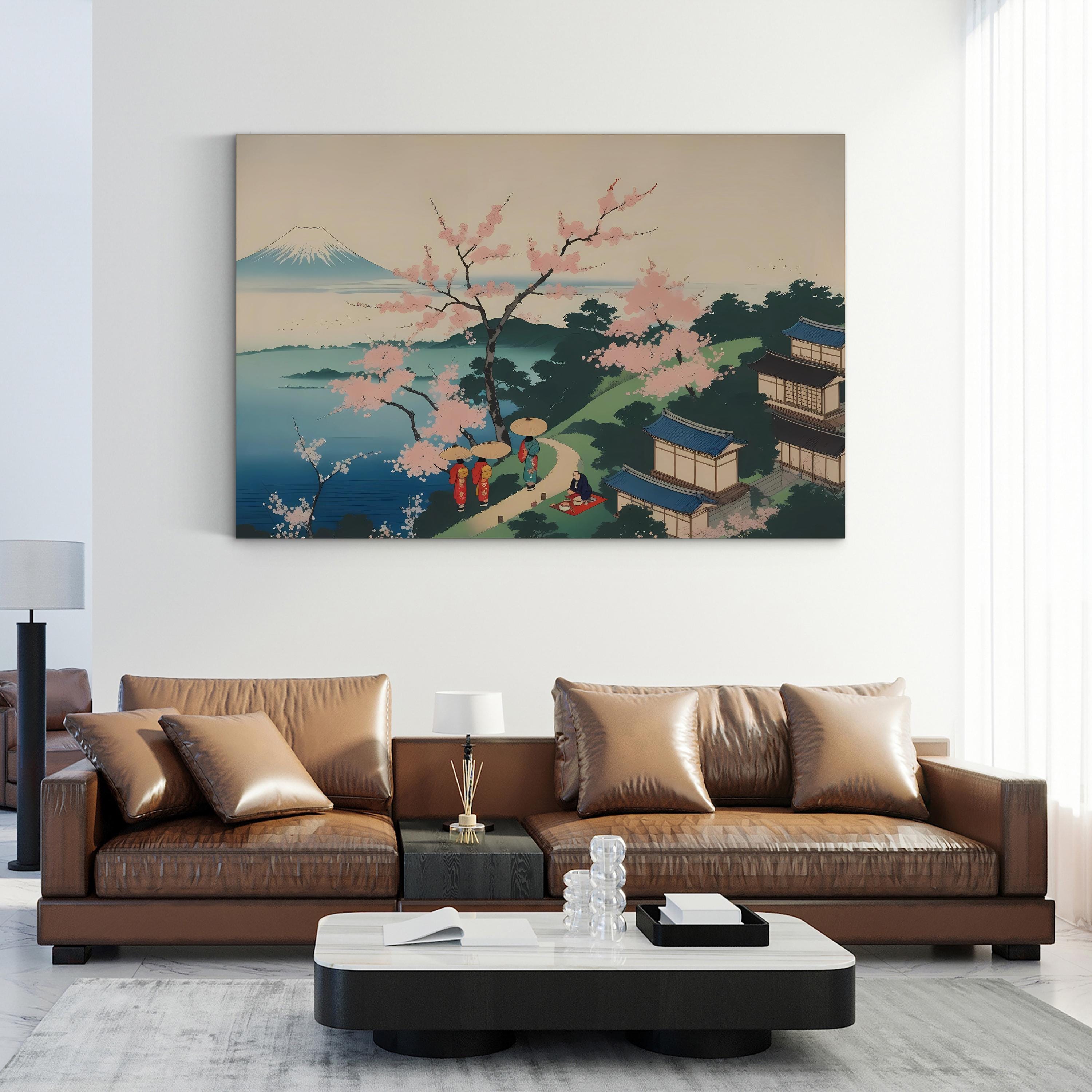 Cherry Blossom Landscape with Mount Fuji Wall Art by Katsushika Hokusai