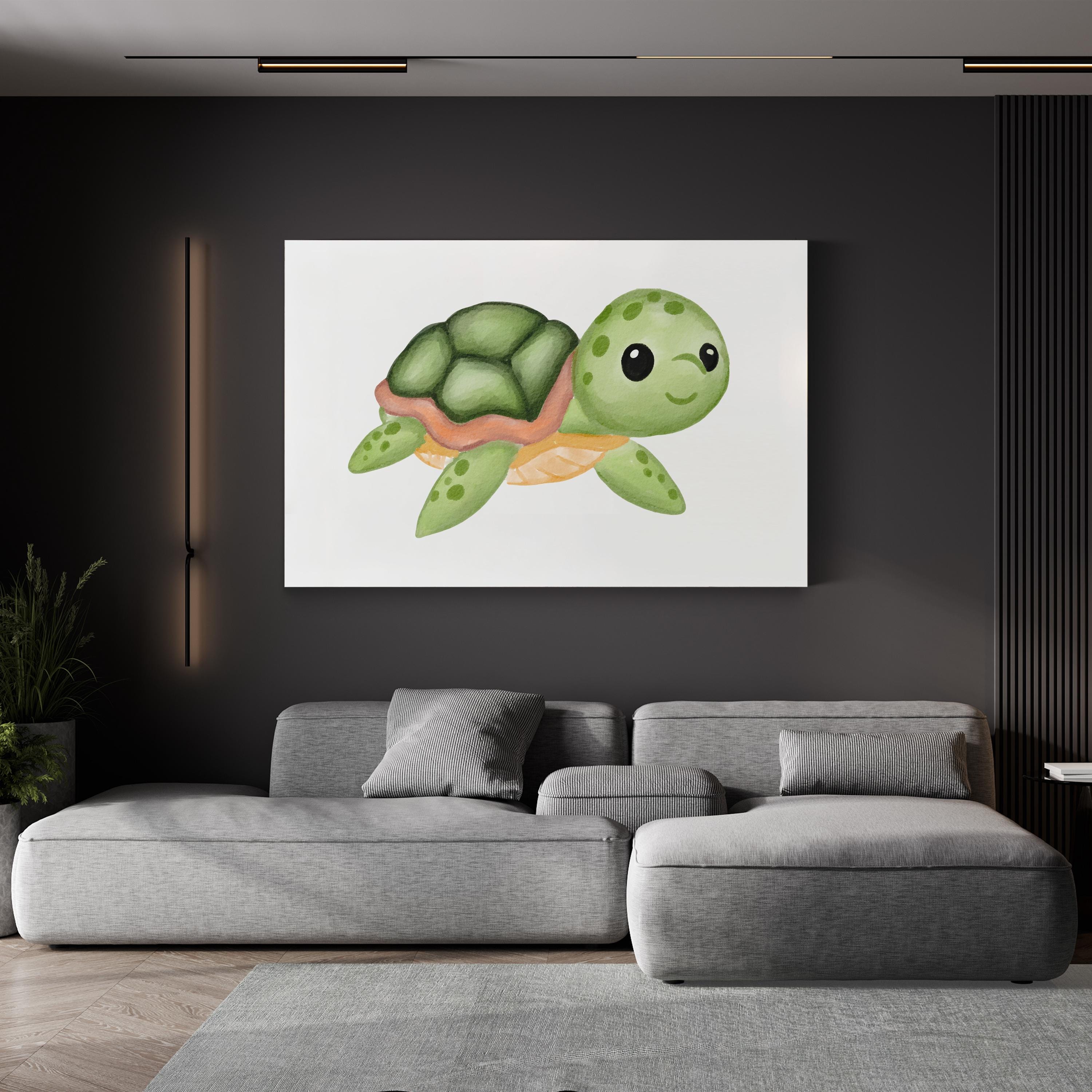 Watercolor Sea Turtle Nursery – Period Illustration Wall Art | Kids Room Canvas Print