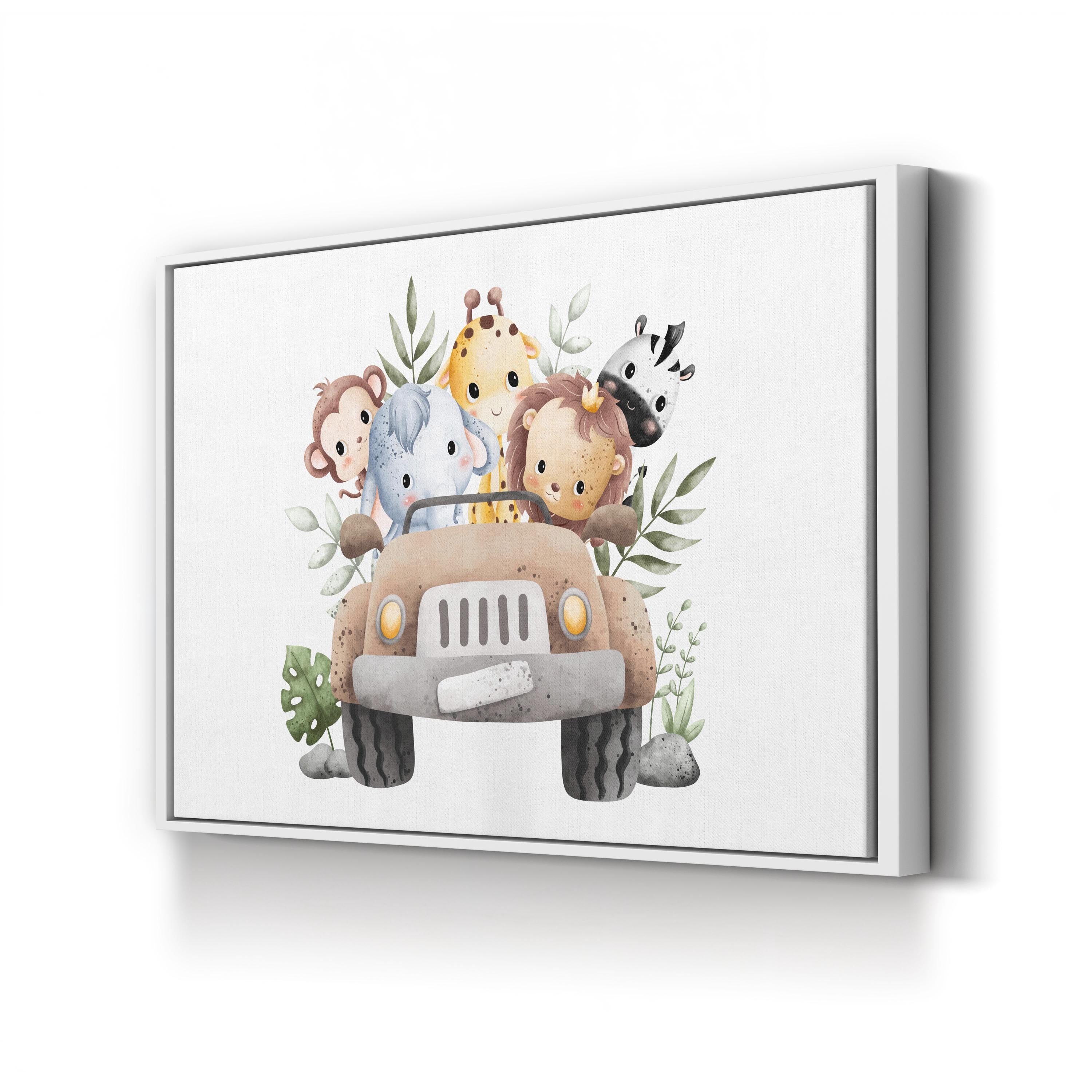 Nursery Jungle Animal Wall Art | Storybook Jungle Animals Baby Room Canvas Decor