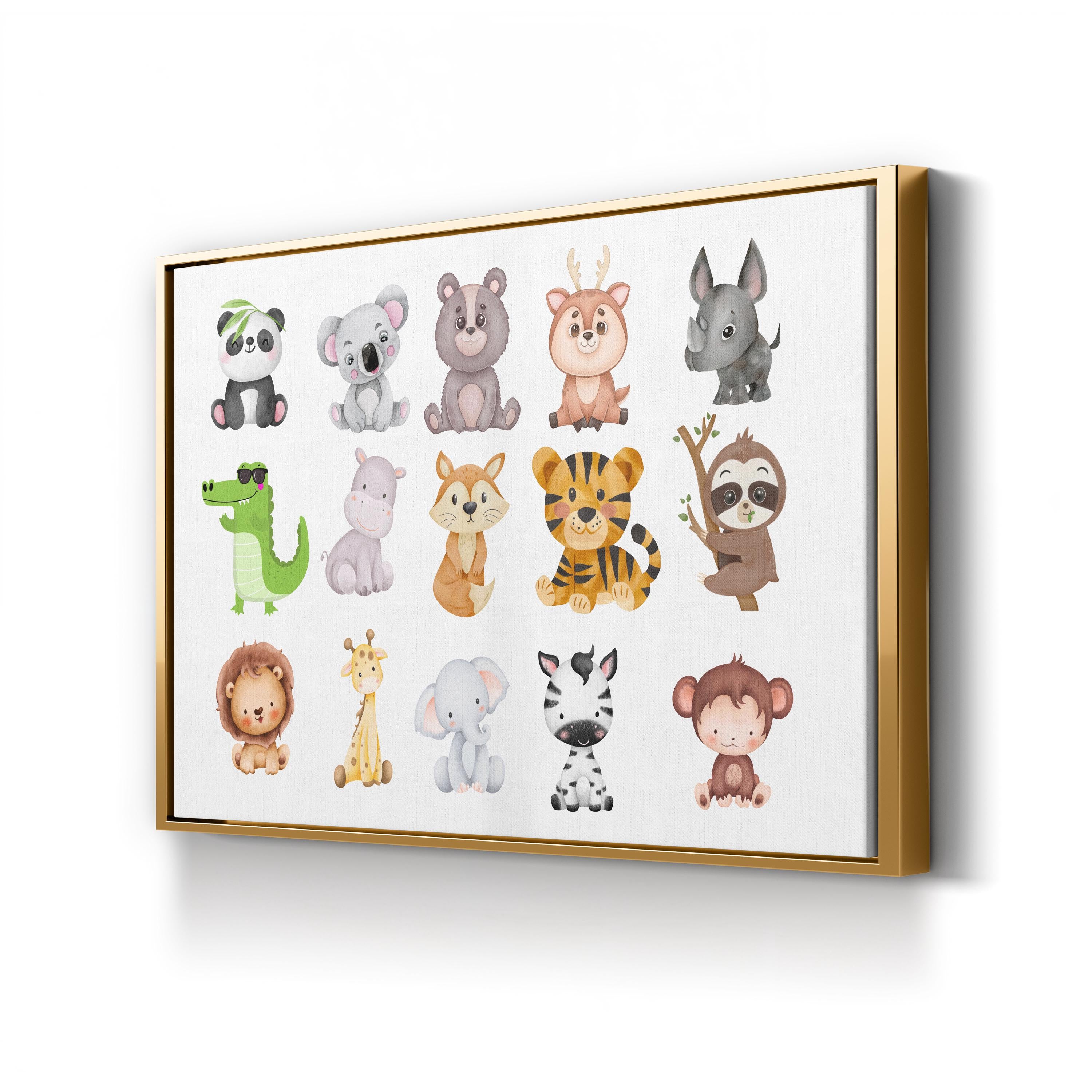 Safari Animal Canvas Wall Art | Jungle Nursery Illustration