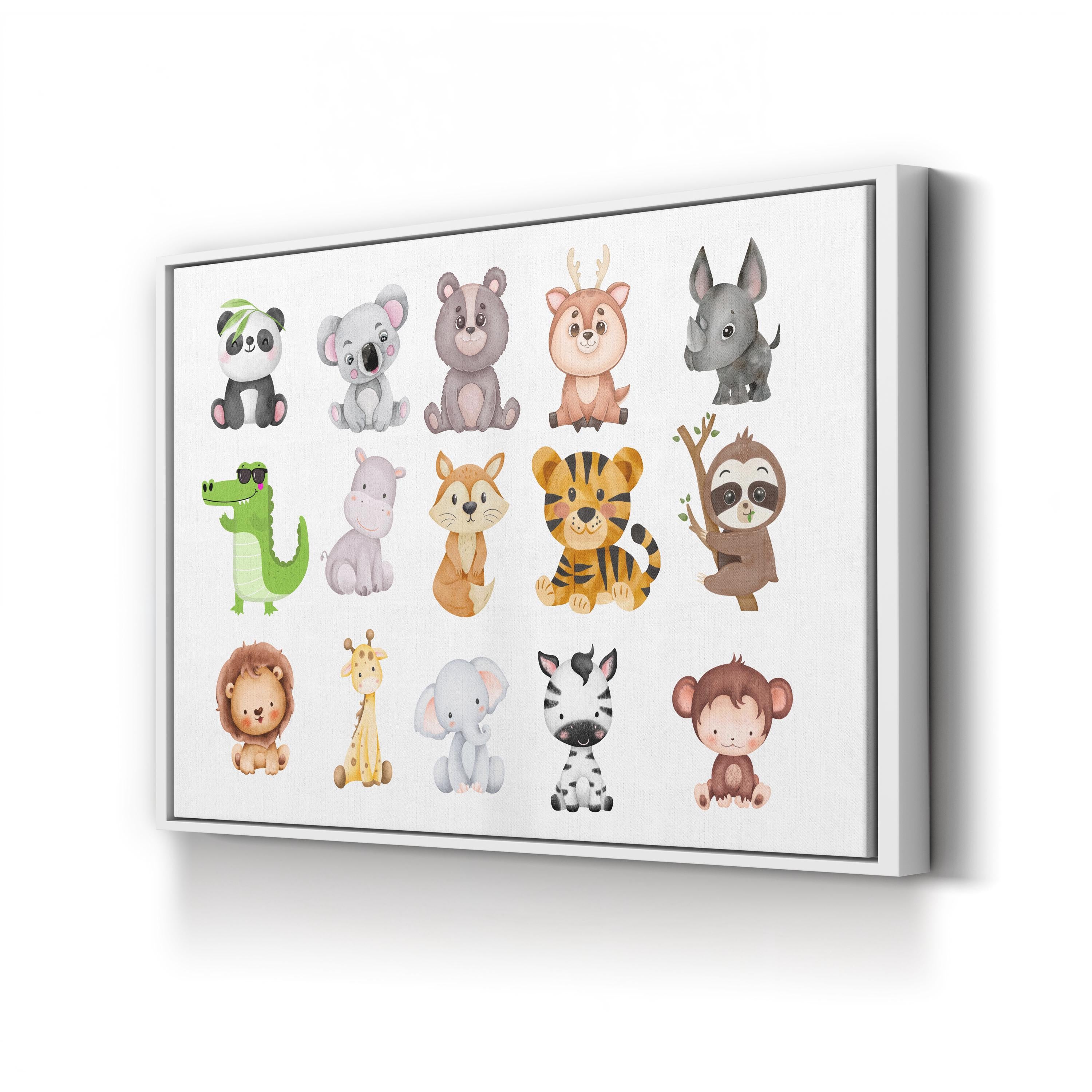 Safari Animal Canvas Wall Art | Jungle Nursery Illustration