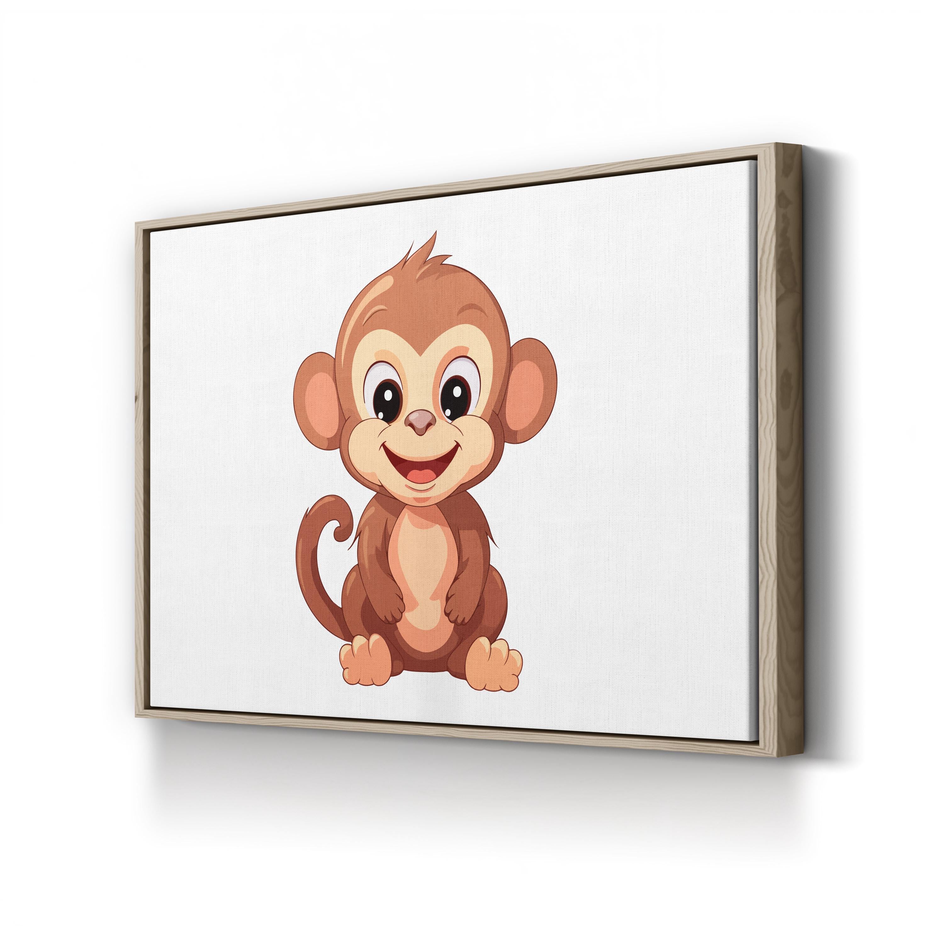 Jungle Animal Cute Monkey Illustration Pop Art Canvas