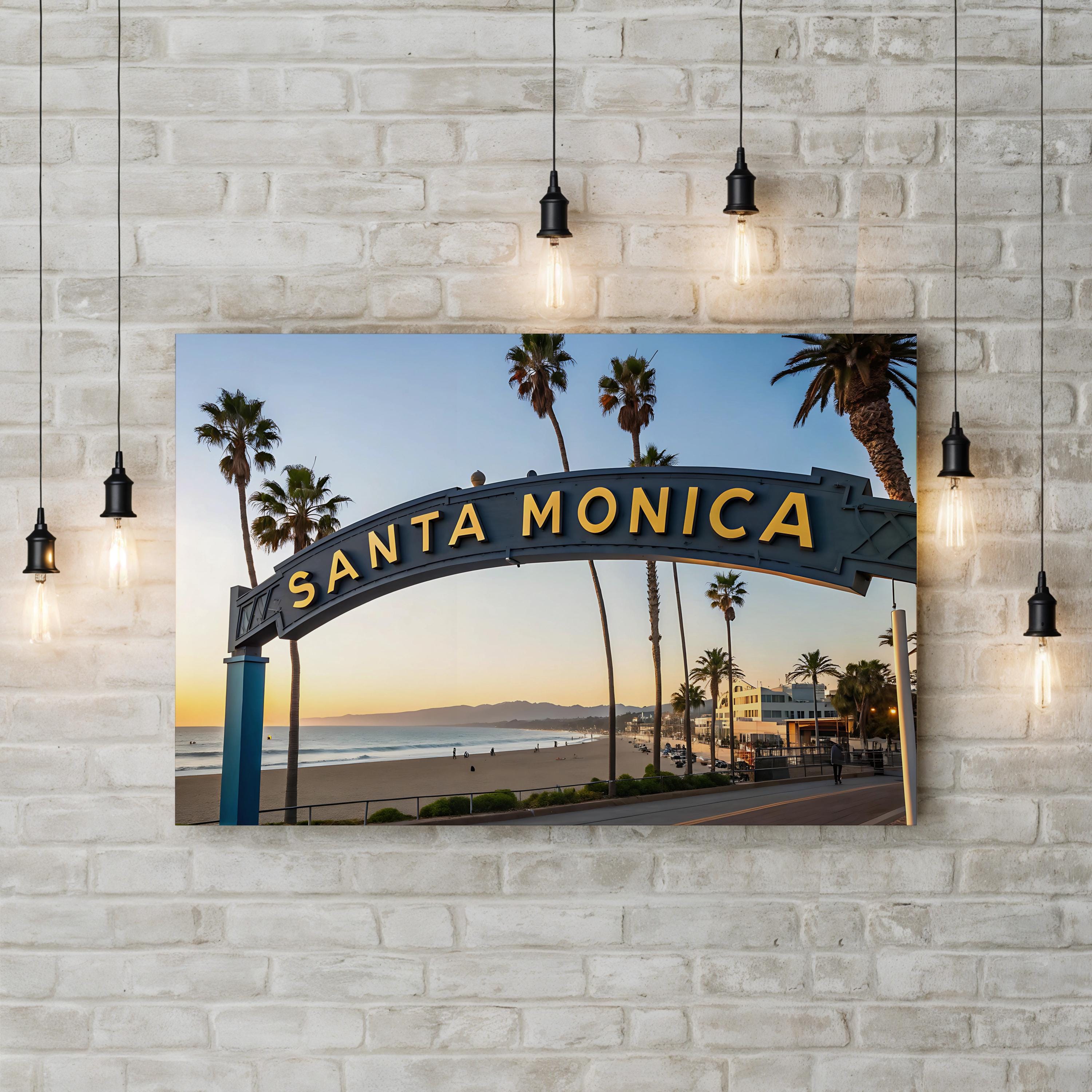 Santa Monica Pier Sign — California Coastal Wall Art Canvas Print
