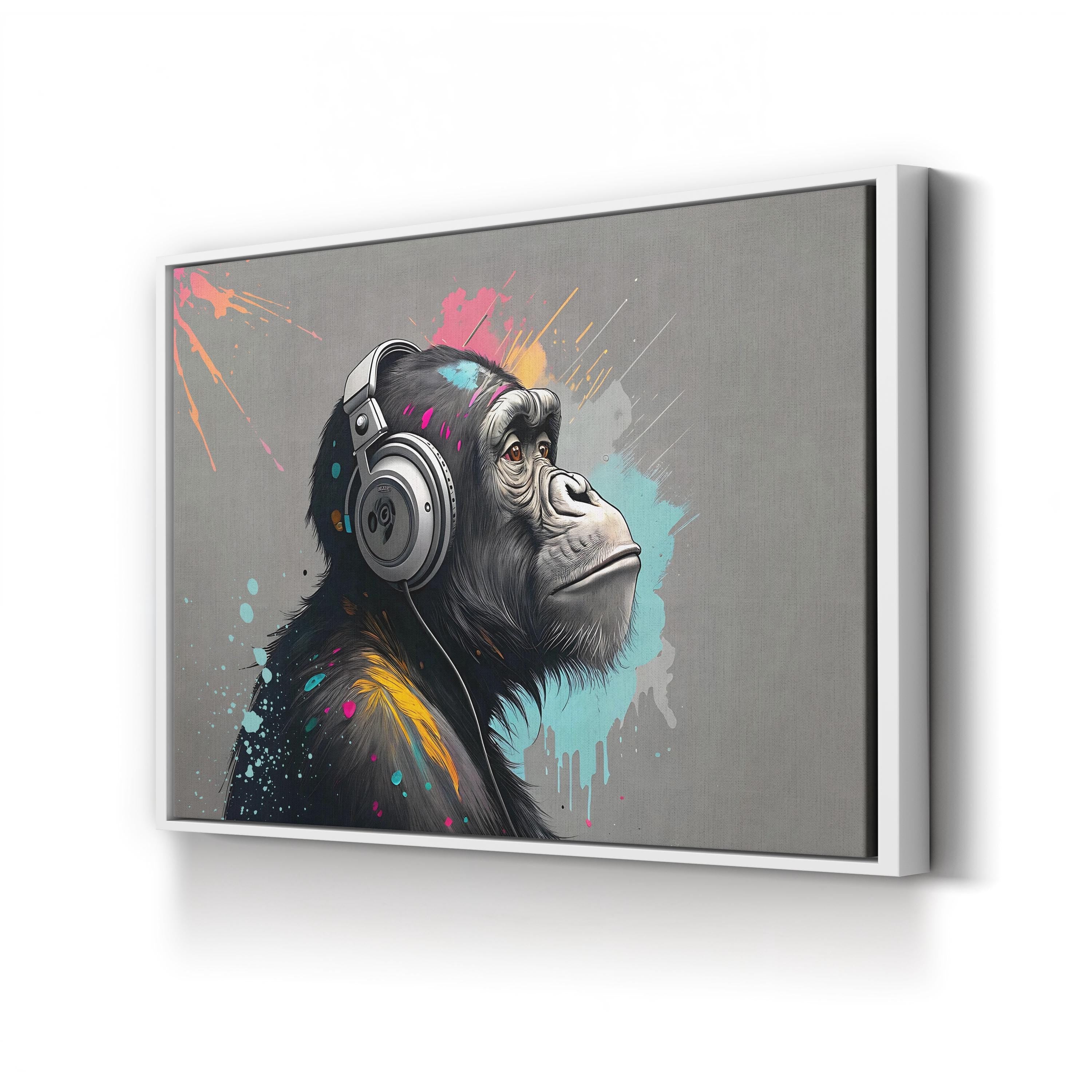 Gorilla with Headphones Wall Art